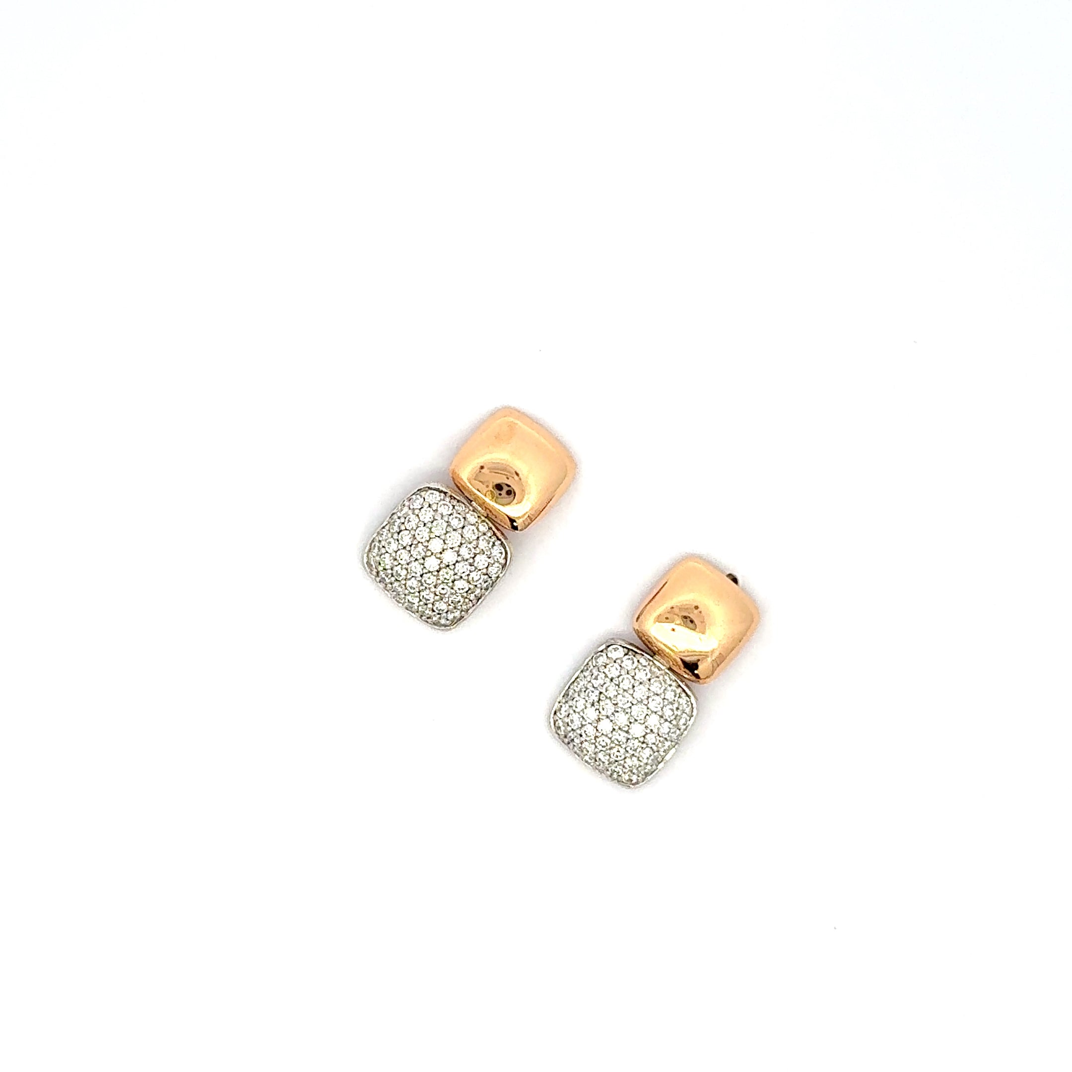 Rose Gold Stud Earrings with Cushion Cut Diamonds