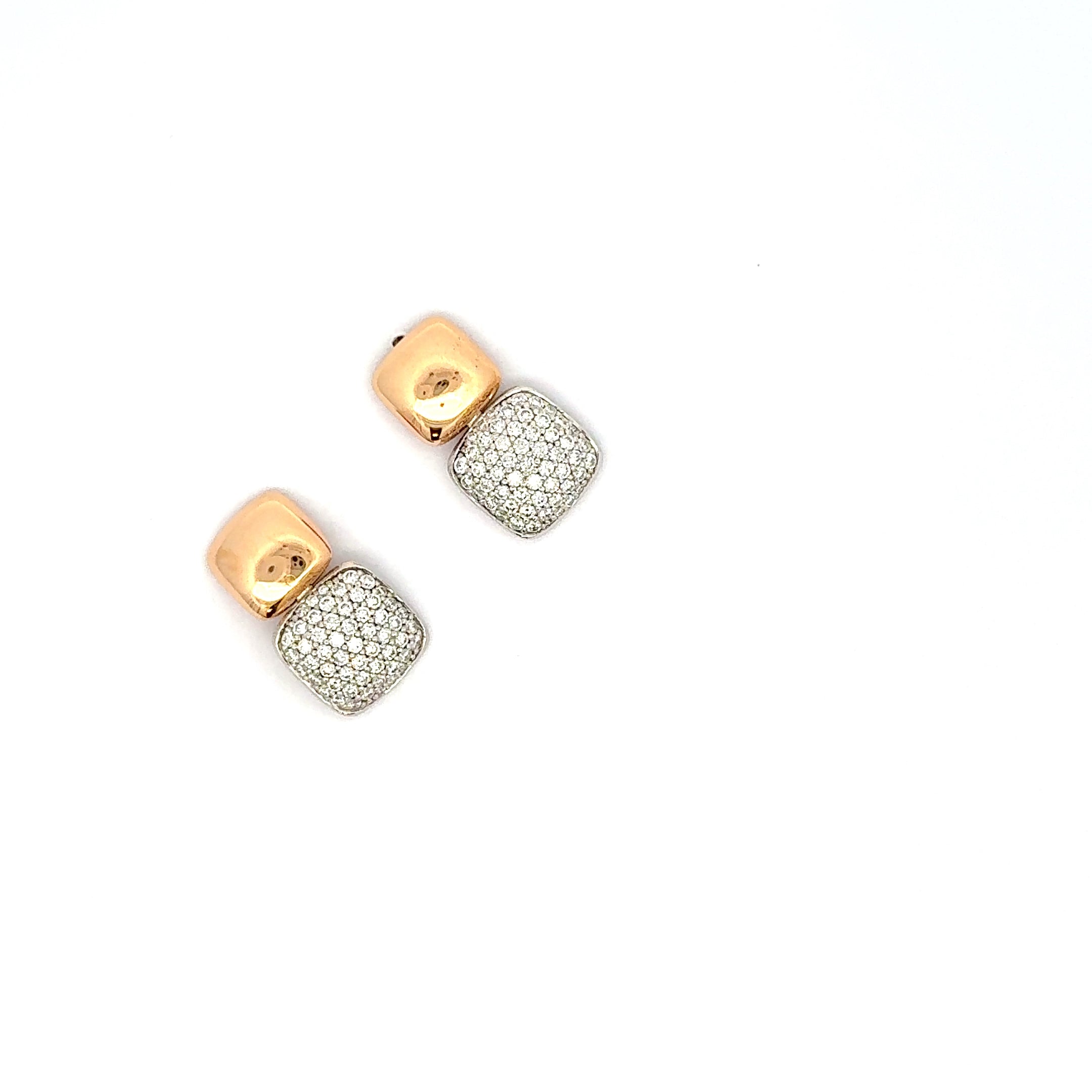 Rose Gold Stud Earrings with Cushion Cut Diamonds