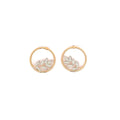 Rose Gold Hoop Earrings with Diamond Leaf Design