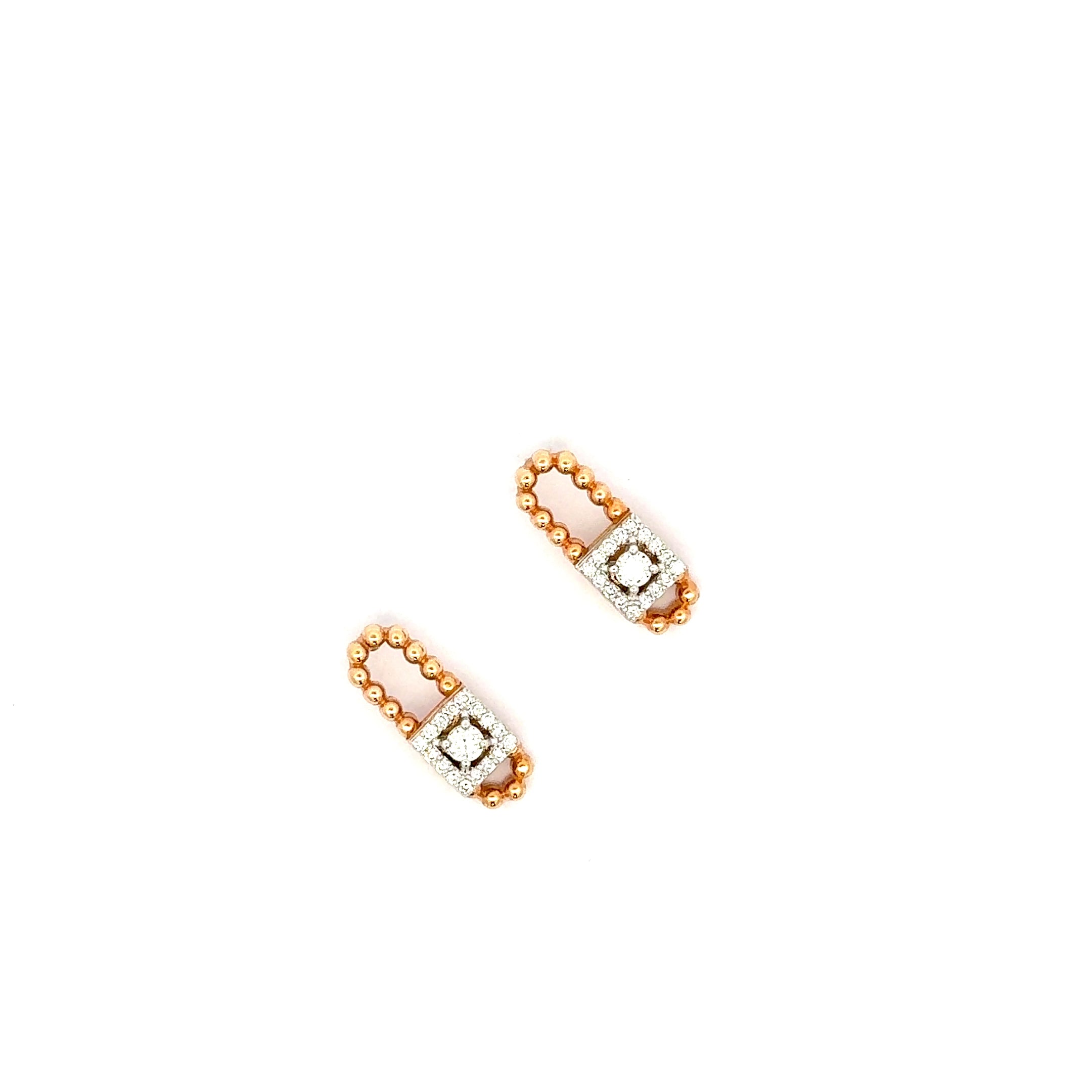 Rose Gold Stud Earrings with Round Brilliant Cut Diamonds
