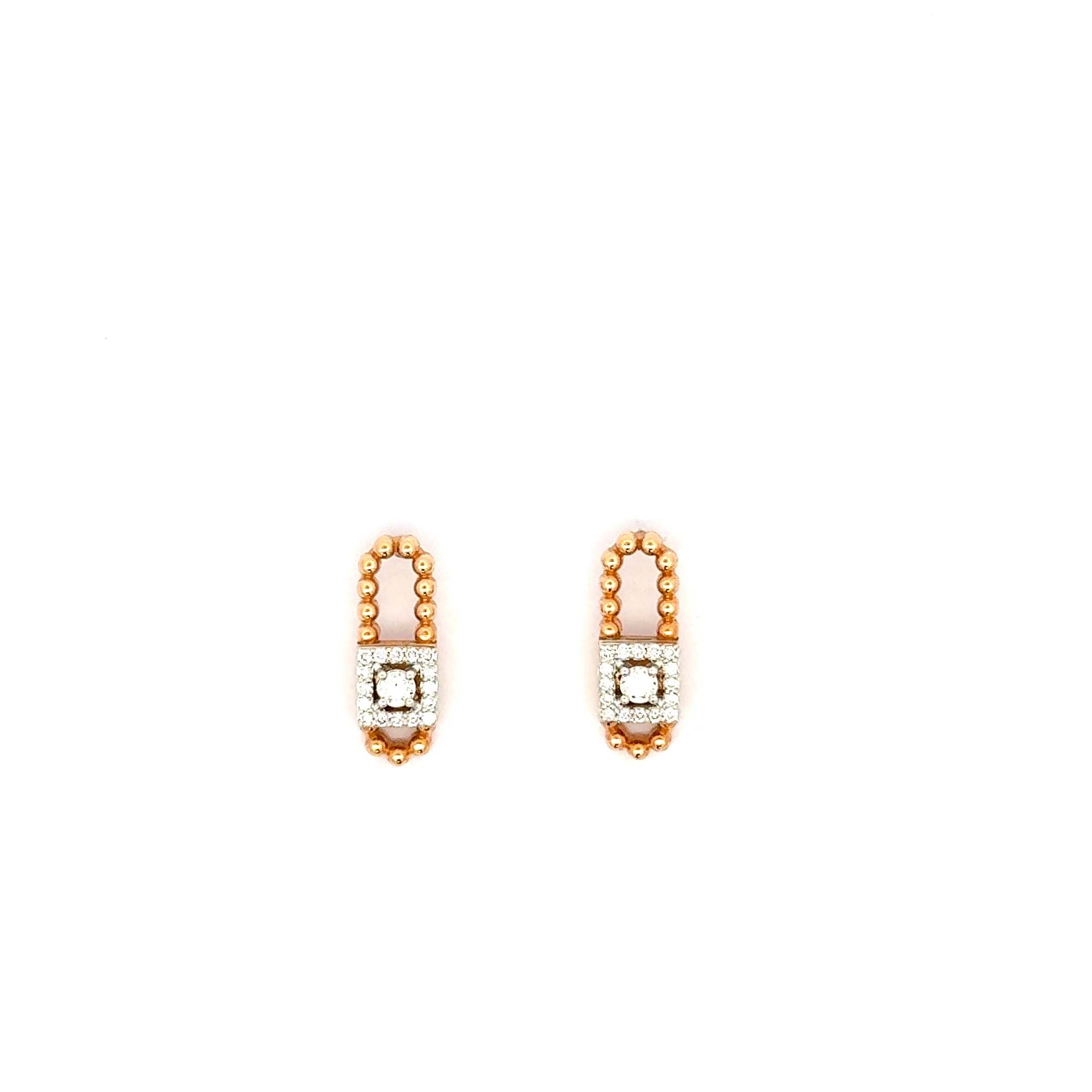 Rose Gold Stud Earrings with Round Brilliant Cut Diamonds