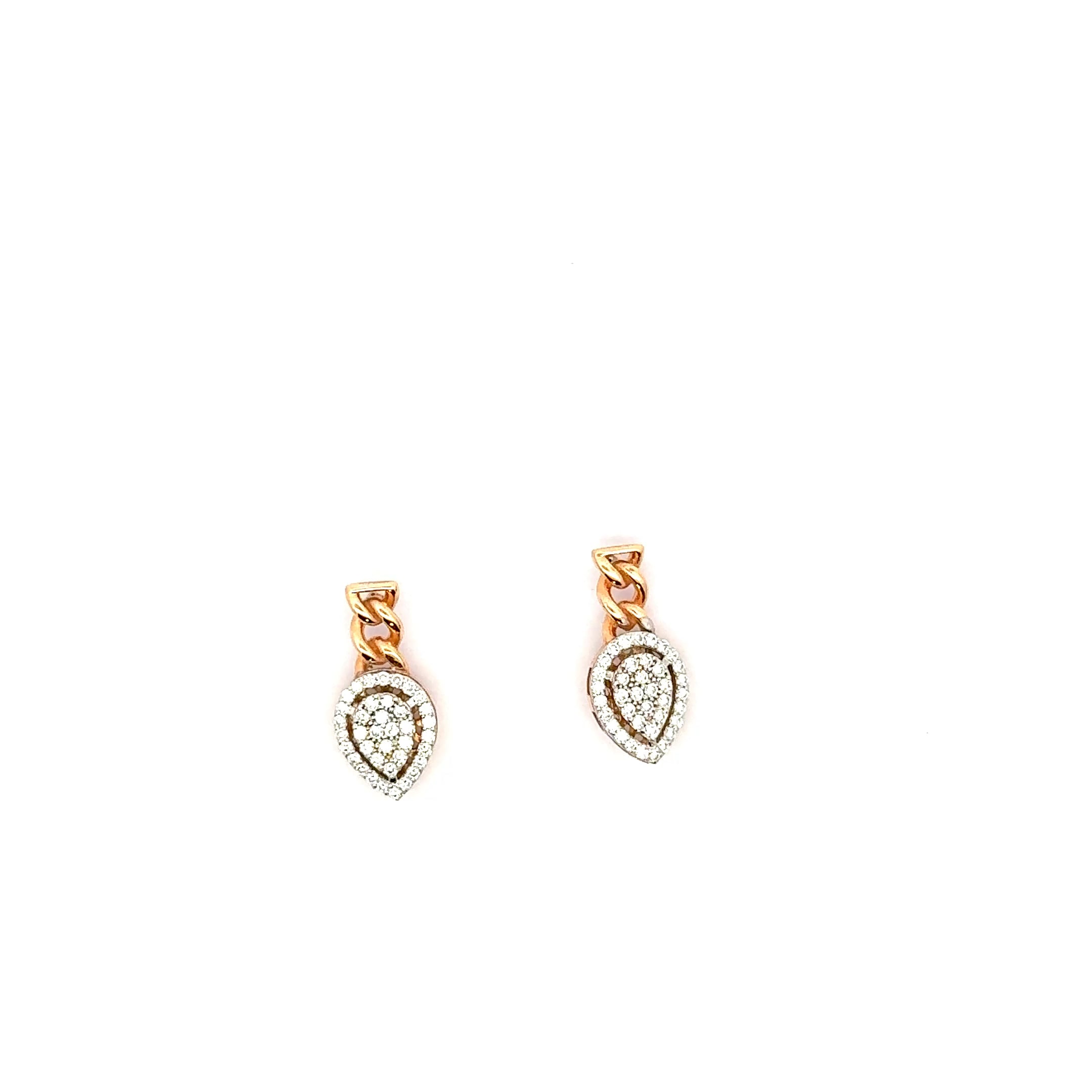 Rose Gold Diamond Pear Drop Earrings