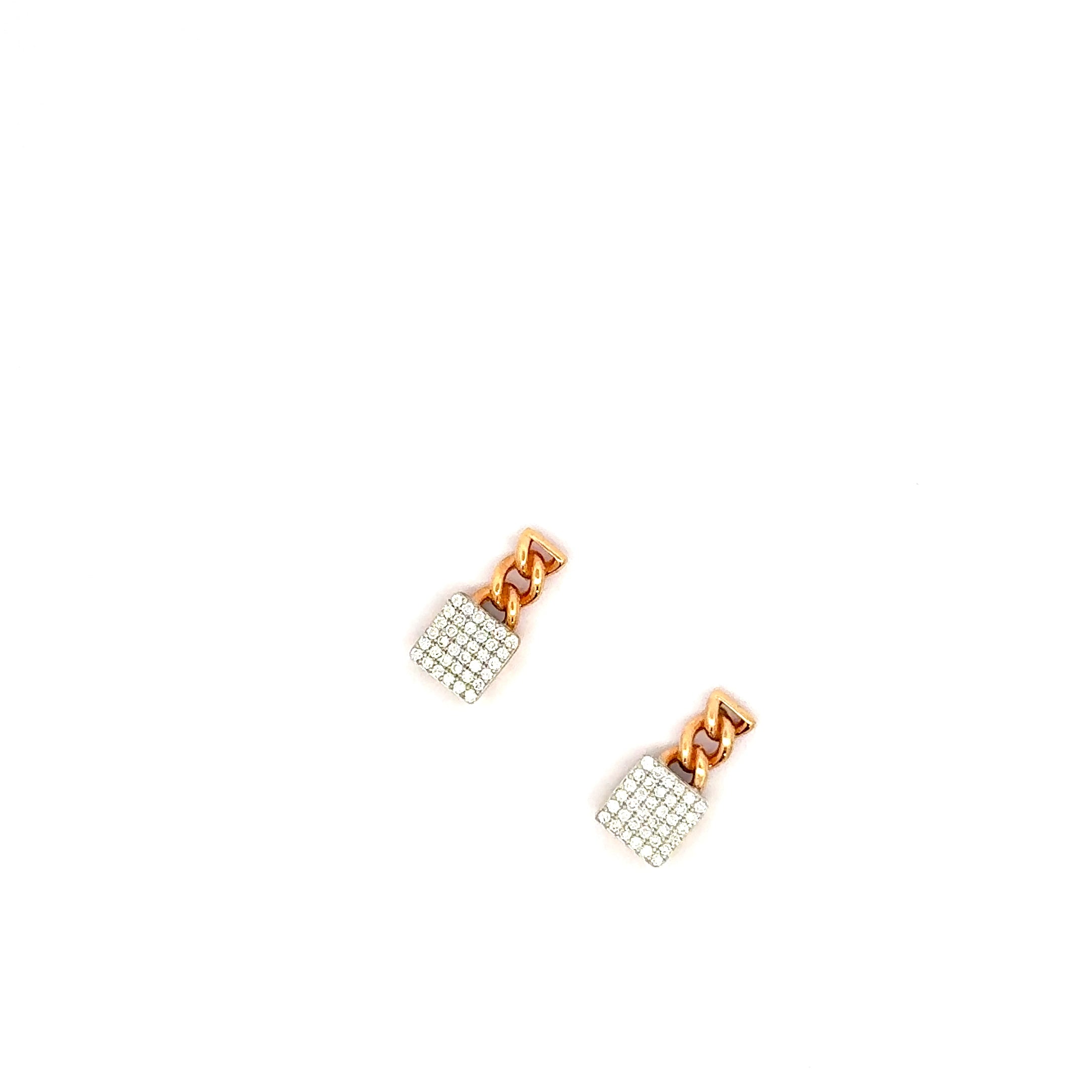 Rose Gold Stud Earrings with Square-Cut Diamond