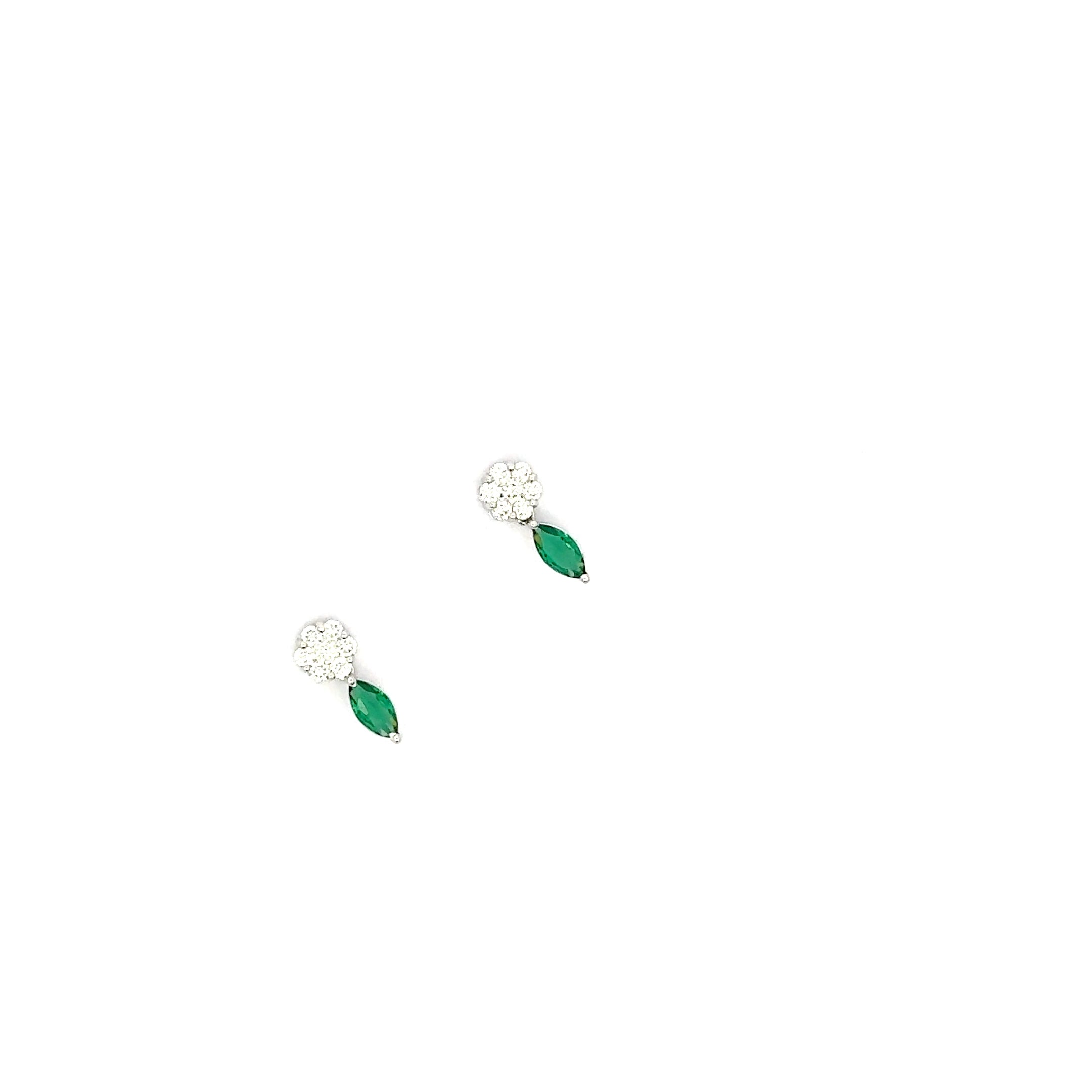 White Gold Stud Earrings with Marquise Emerald