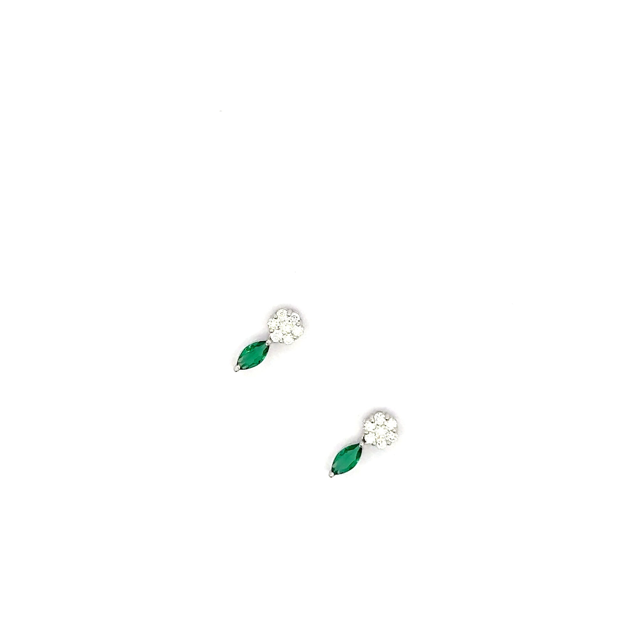 White Gold Stud Earrings with Marquise Emerald