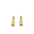 Yellow Gold Dangle Earrings with Pear-Shaped Amethyst Cabochons
