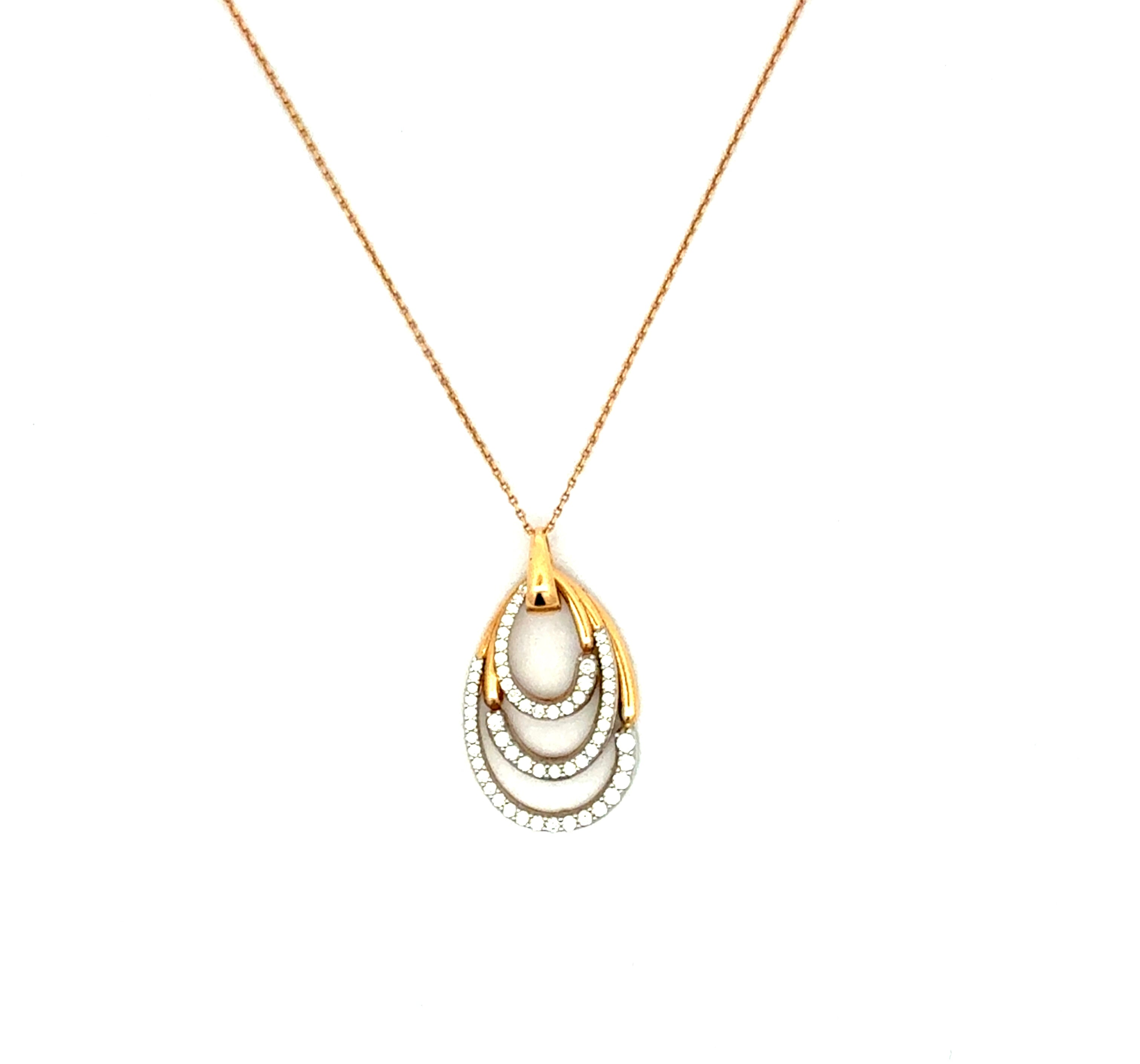 Rose Gold Diamond Cascade Pendant Necklace