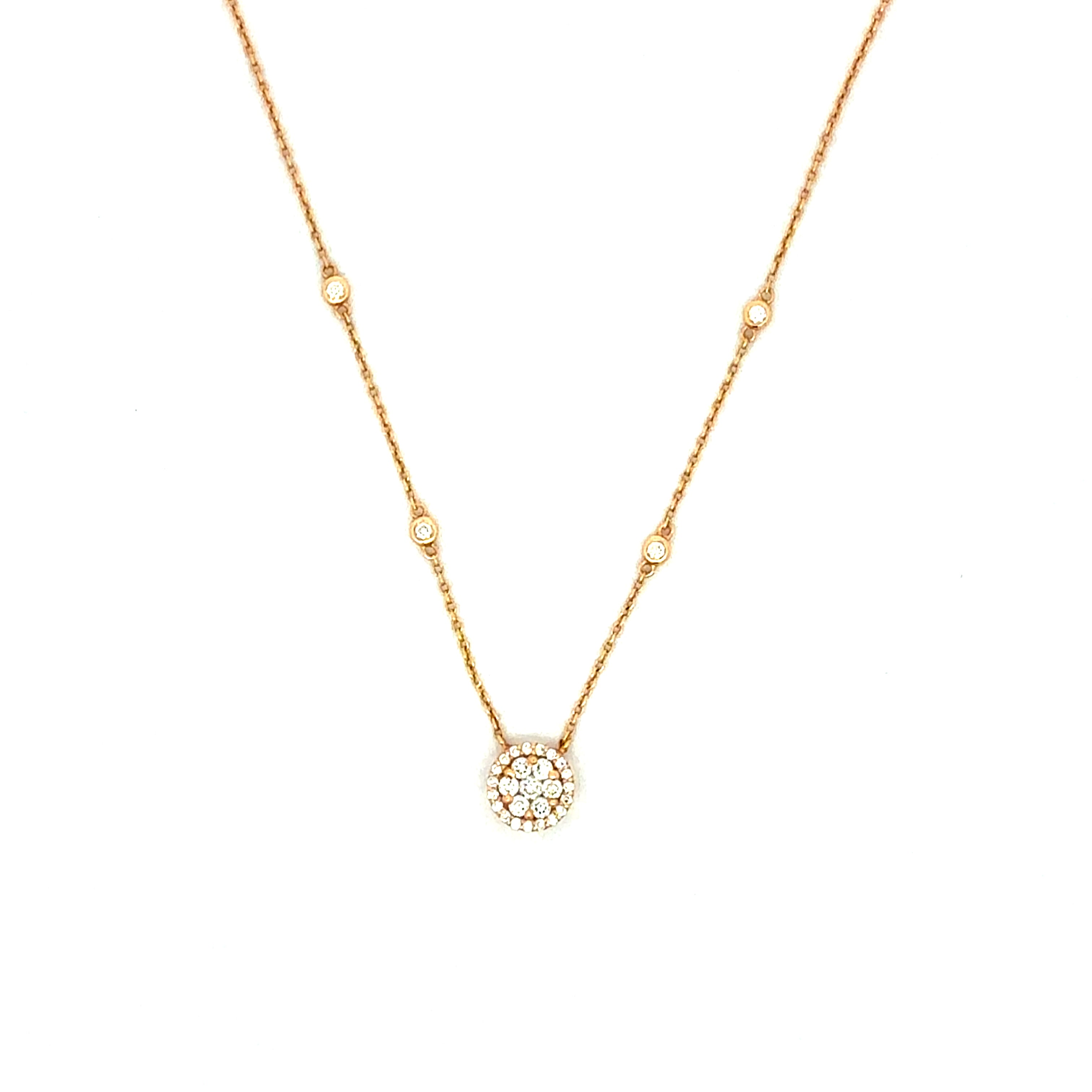 Rose Gold Diamond Circle Pendant Necklace