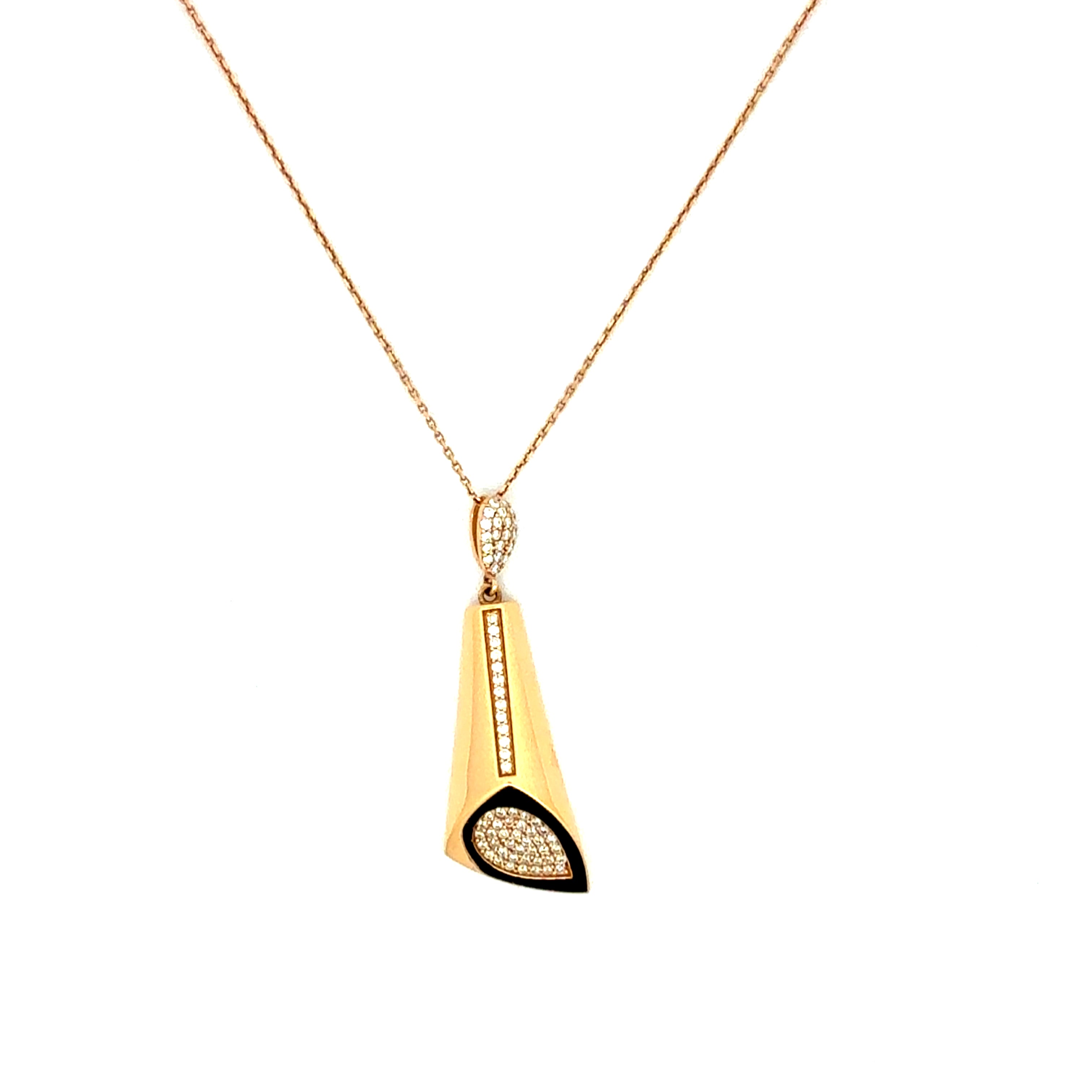 Rose Gold Chain Necklace with Diamond Accented Pendant