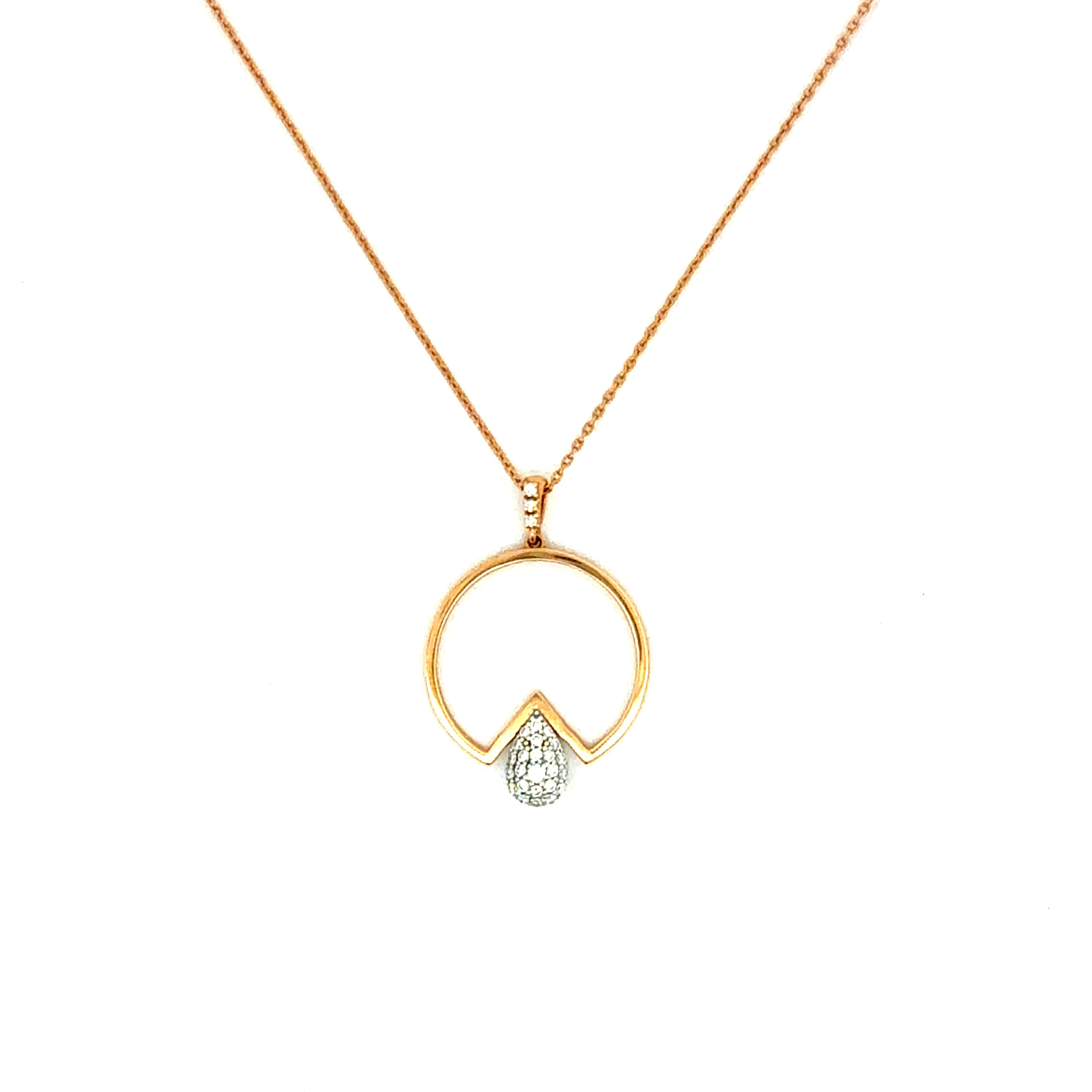Rose Gold Charm Necklace with Pear Diamond Pendant