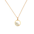 Rose Gold Charm Necklace with Diamond Leaf Motif