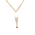 Yellow Gold Charm Necklace with Cabochon Ruby Pendant