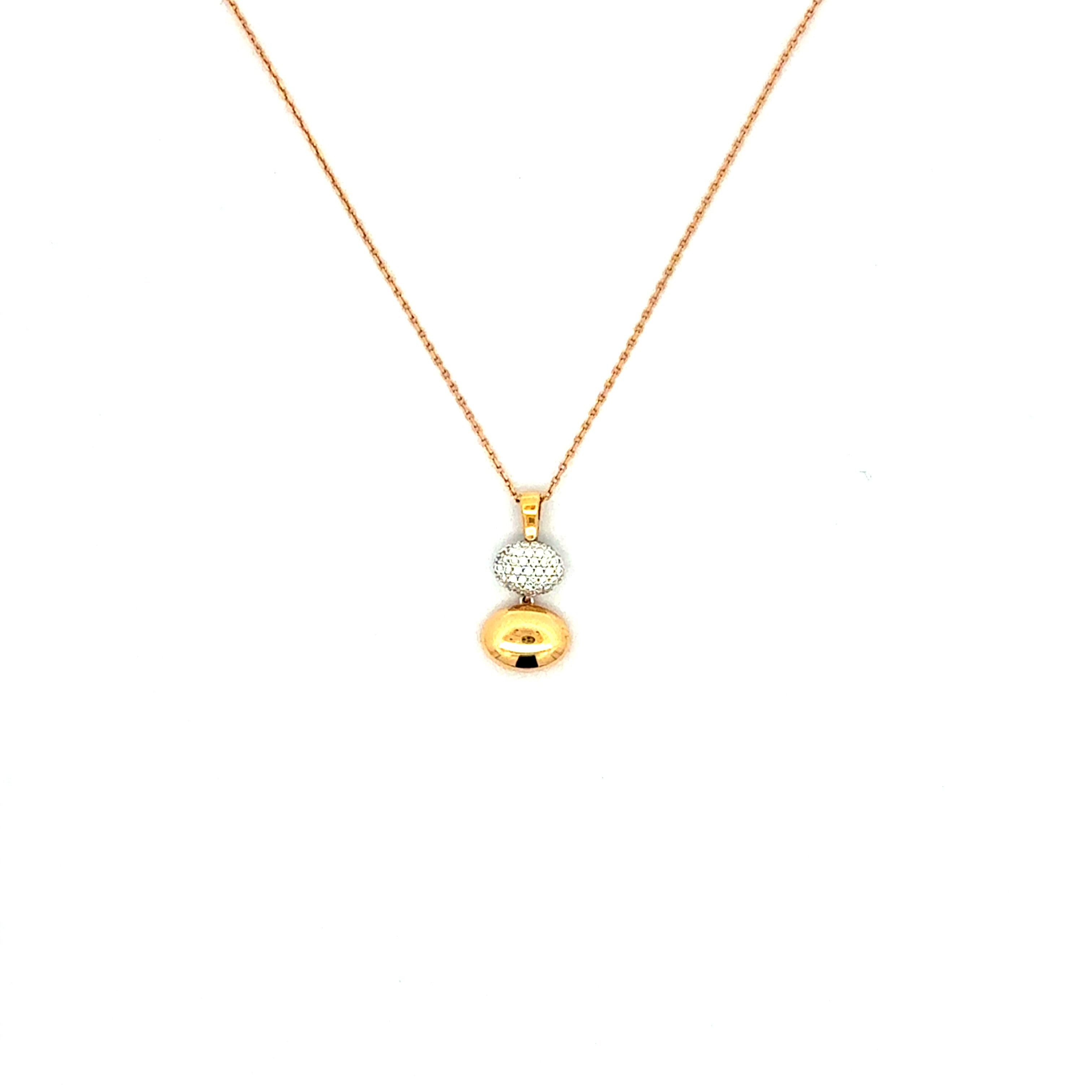 Rose Gold Charm Necklace with Round Brilliant Diamond Accent