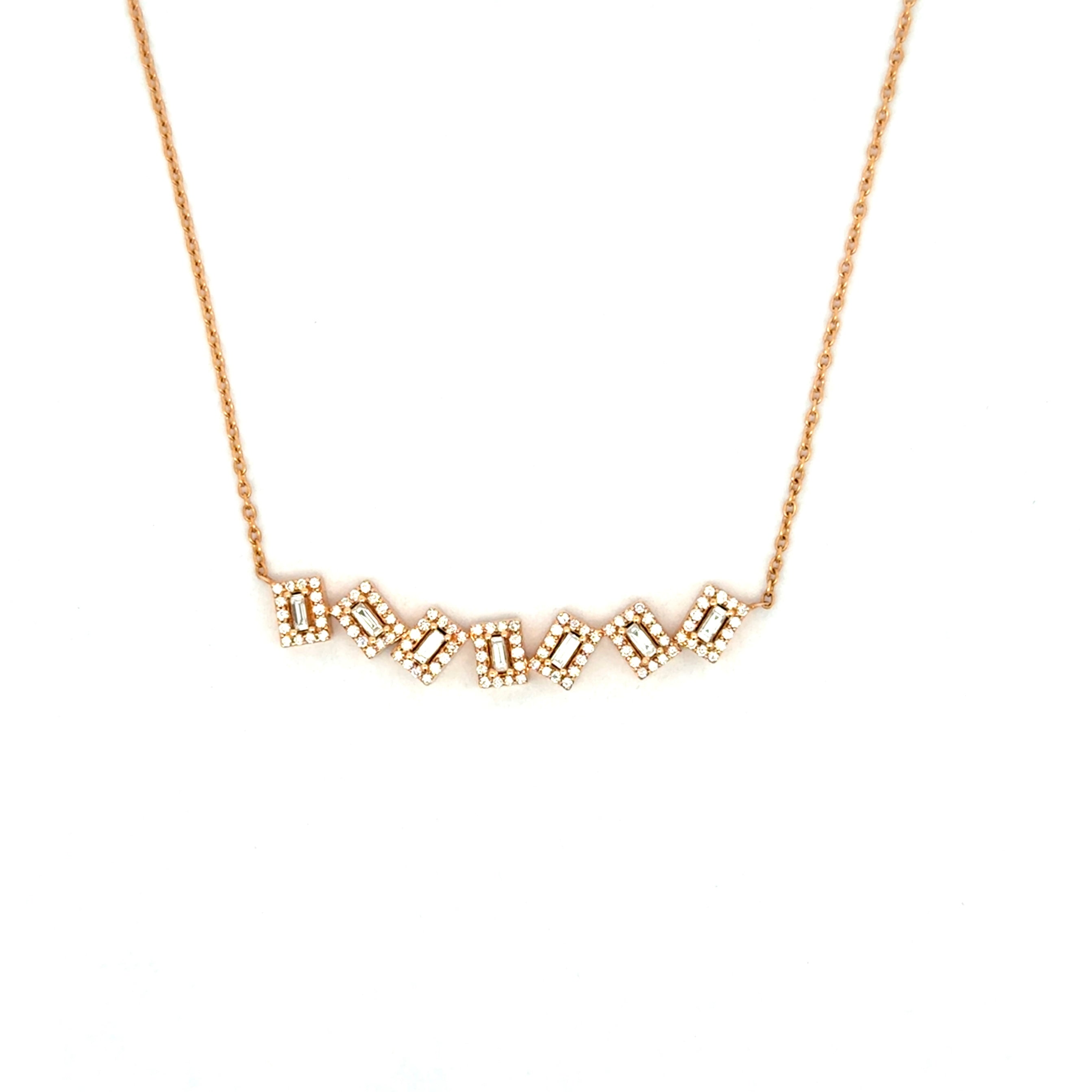 Rose Gold Diamond Baguette Necklace