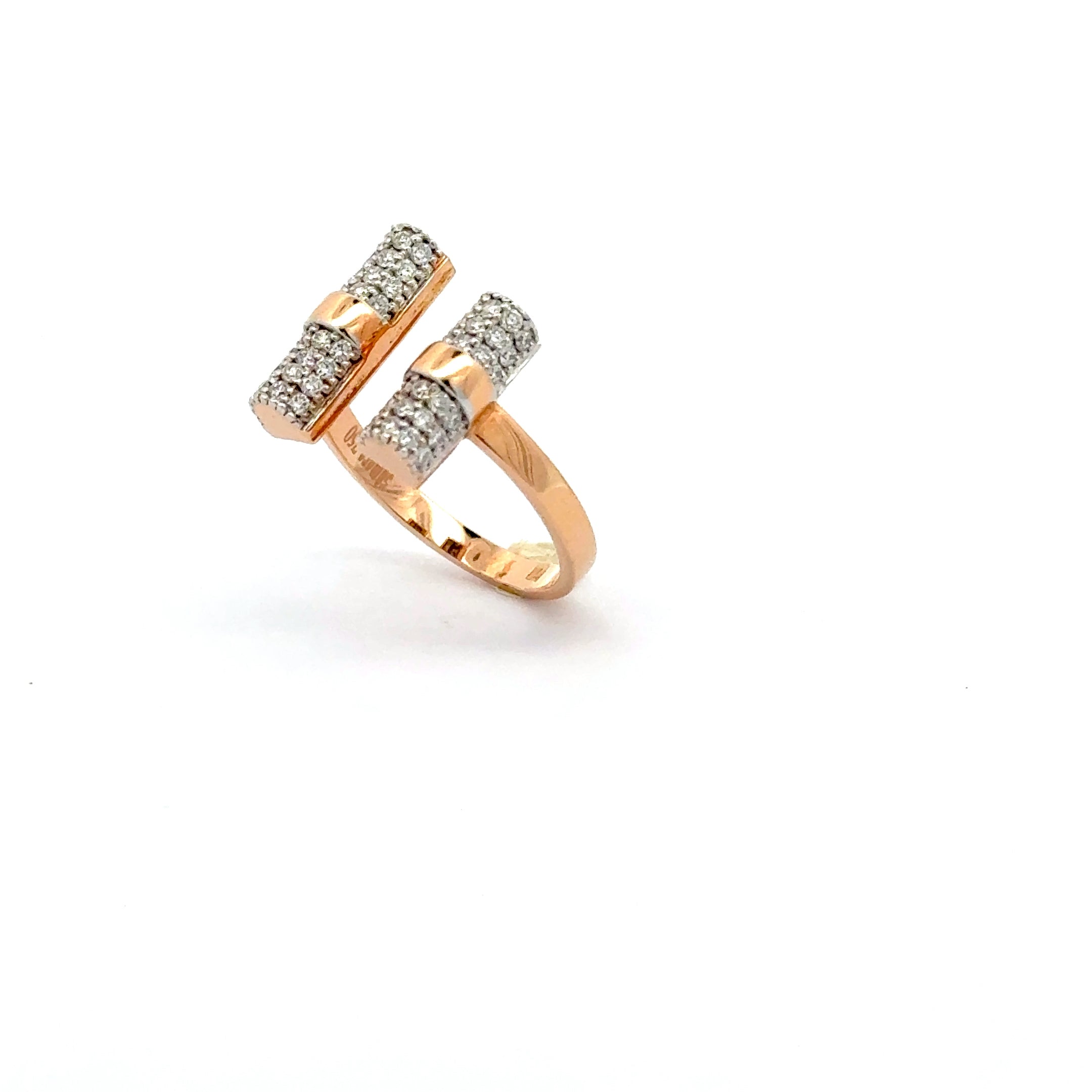 Rose Gold Open Shank Ring with Round Brilliant Cut Diamonds