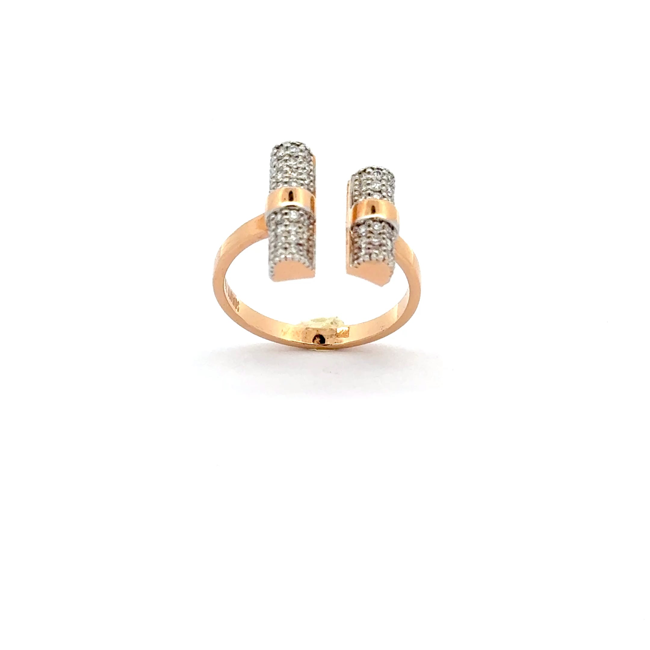 Rose Gold Open Shank Ring with Round Brilliant Cut Diamonds