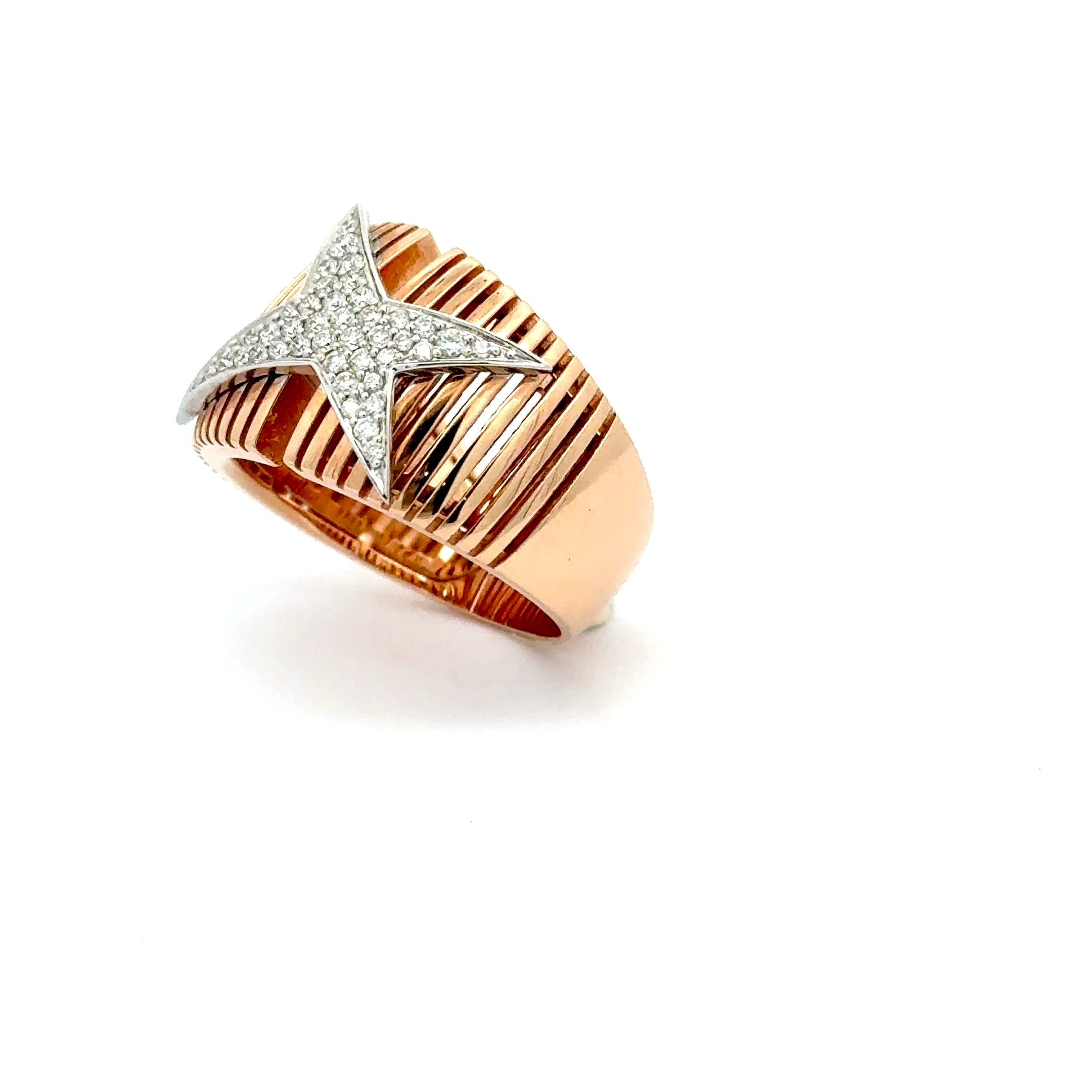 Rose Gold Cocktail Ring with Diamond Star