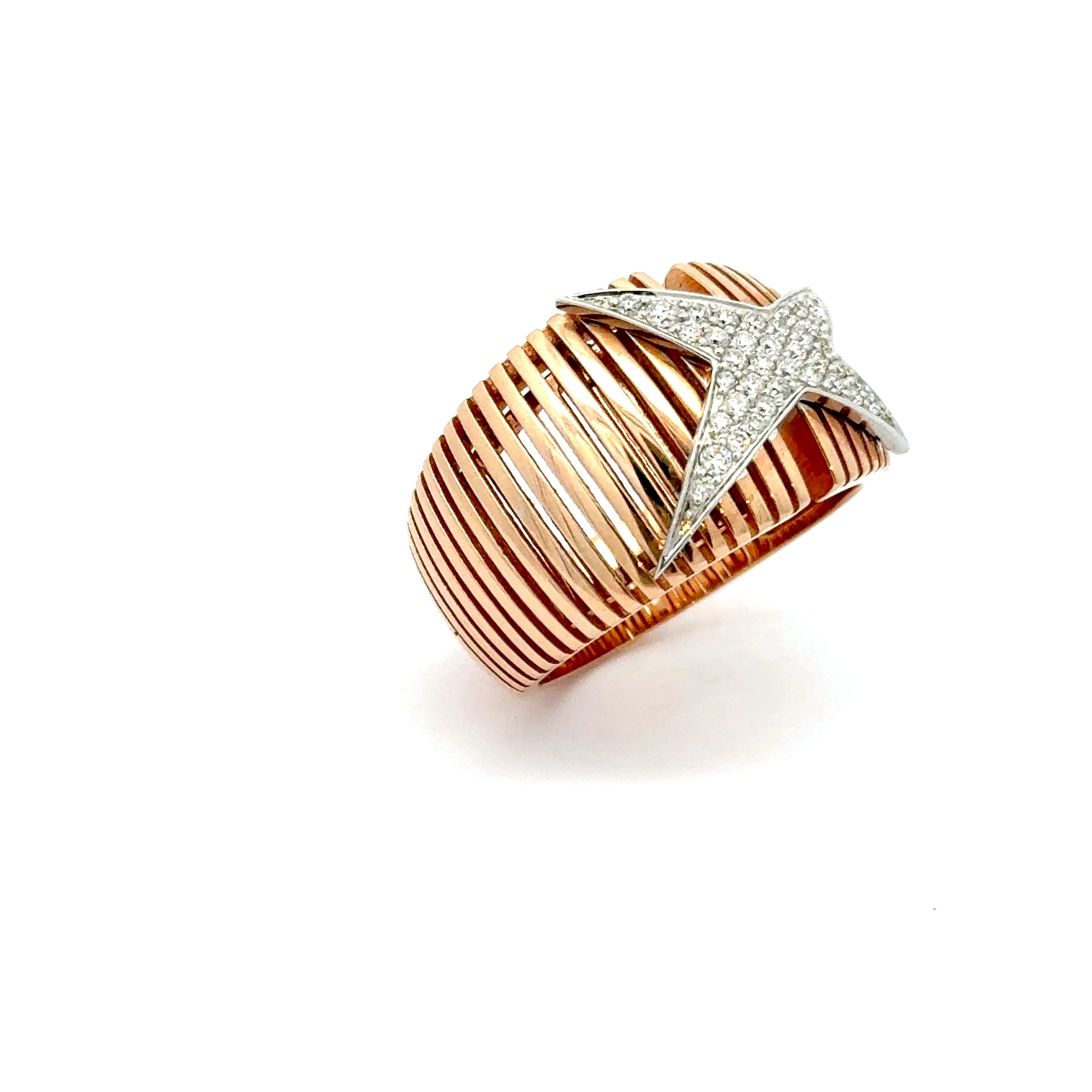 Rose Gold Cocktail Ring with Diamond Star