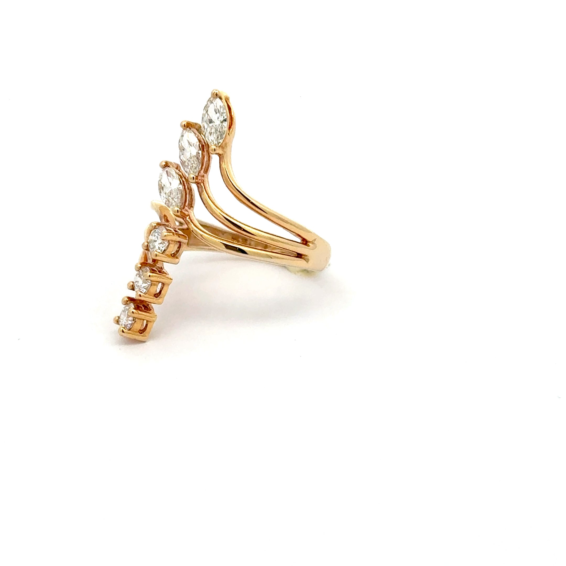 Rose Gold Ring with Marquise Cut Diamonds