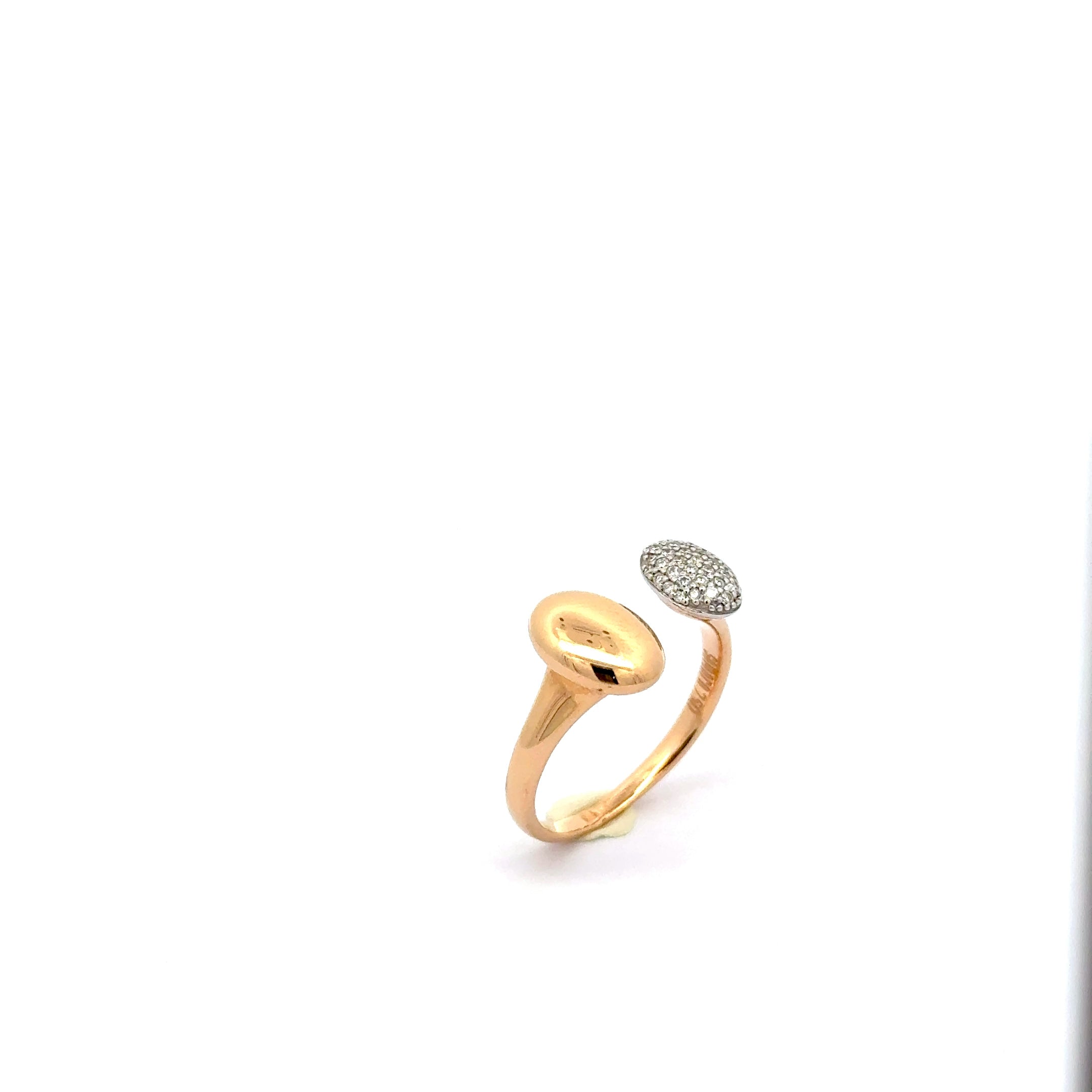 Rose Gold Open-Shank Band Ring with Diamond Accents