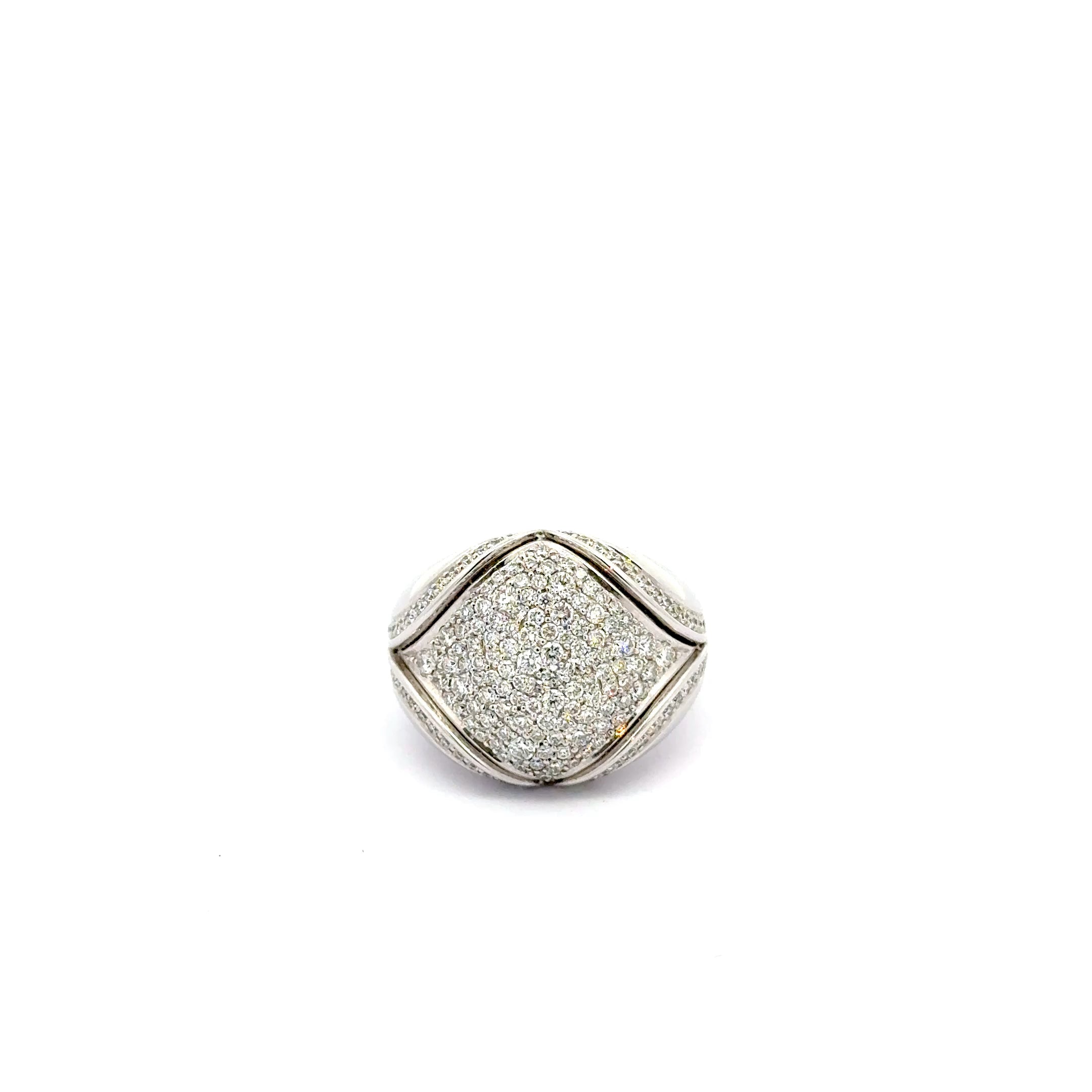 Diamond-Encrusted White Gold Cocktail Ring
