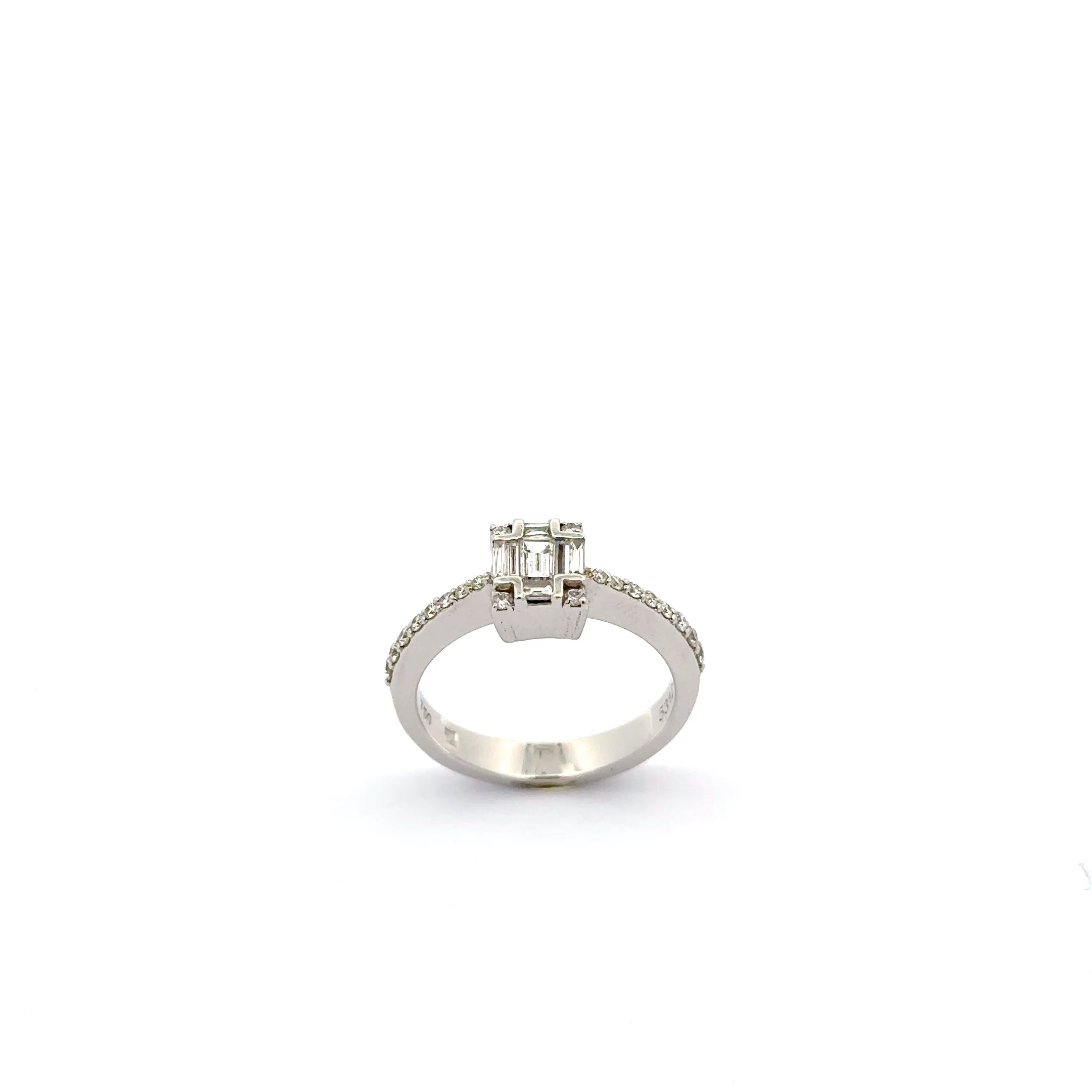 White Gold  Ring with Brilliant Square Cut Diamonds