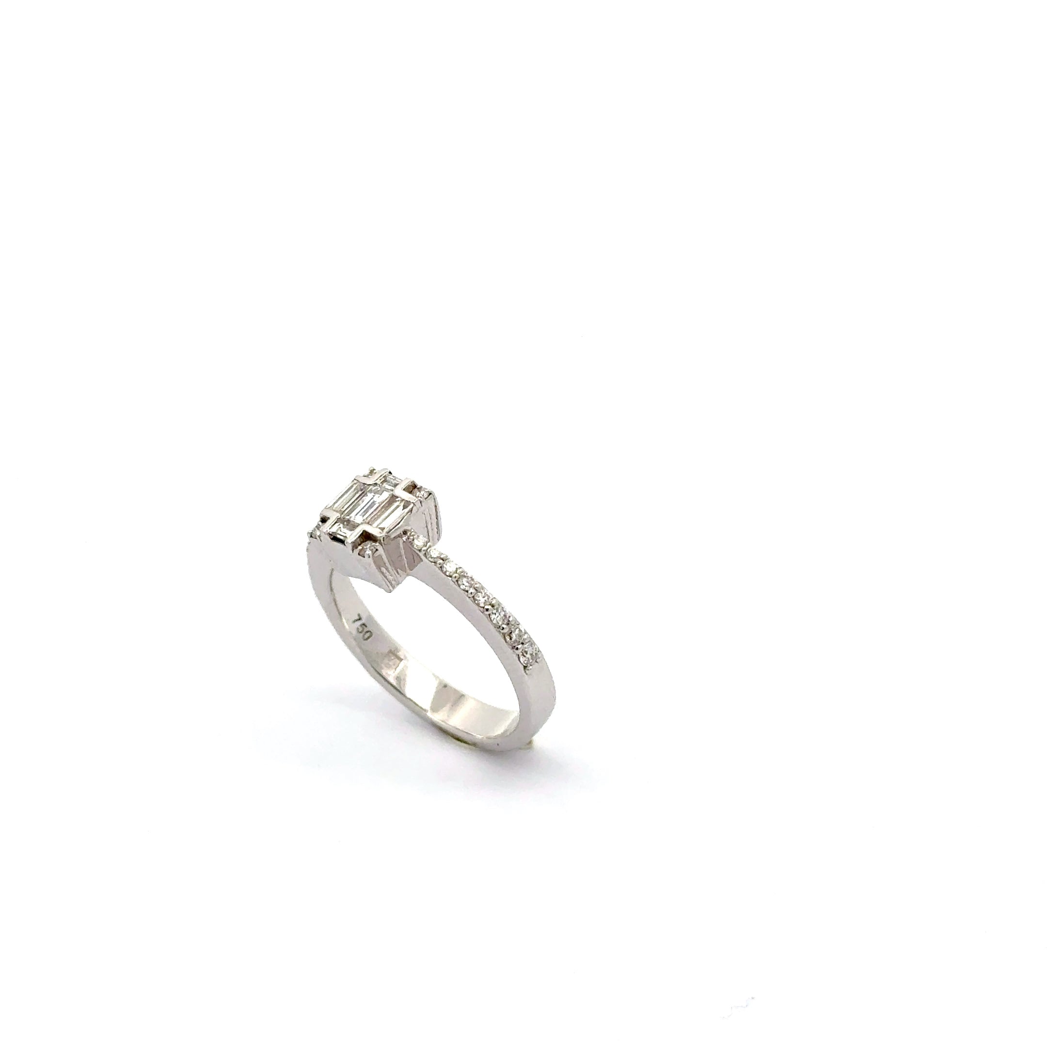 White Gold  Ring with Brilliant Square Cut Diamonds