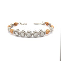 Two Tone Chain Bracelet with Round Brilliant Cut Diamonds in Silver and Rose Gold