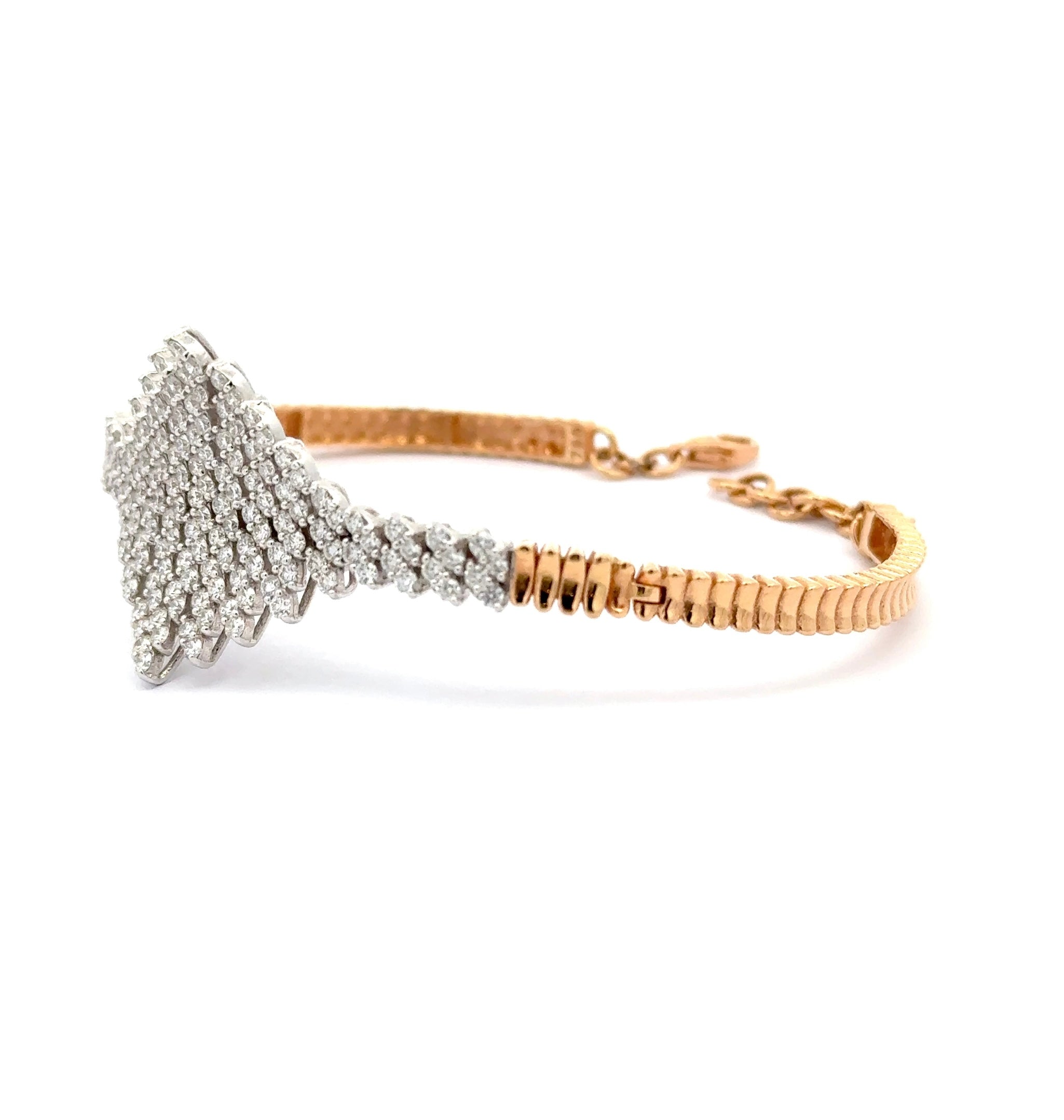 Rose Gold Bangle Bracelet with Round Brilliant Cut Diamonds