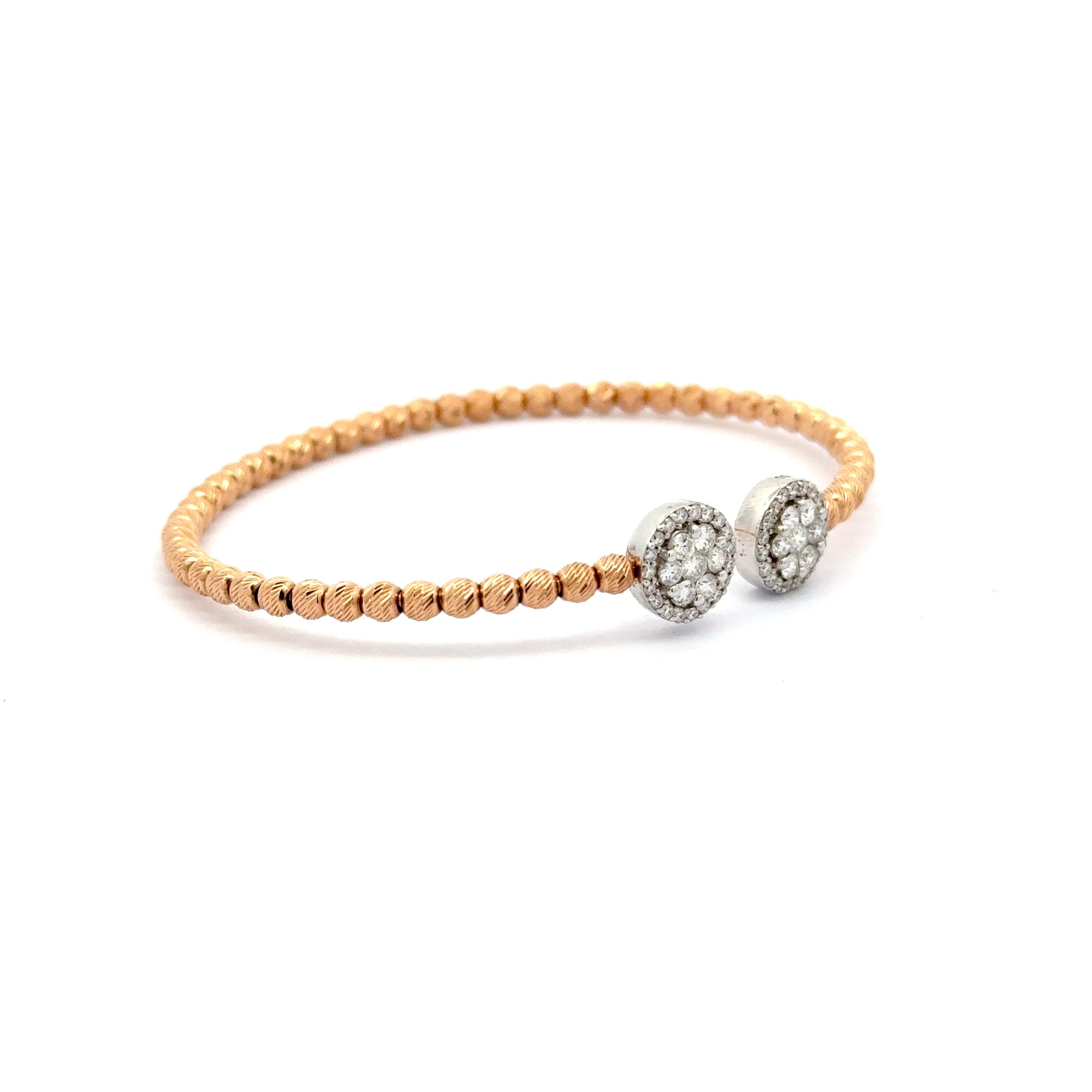 Rose Gold Bangle with Round Brilliant Diamond Clustersd