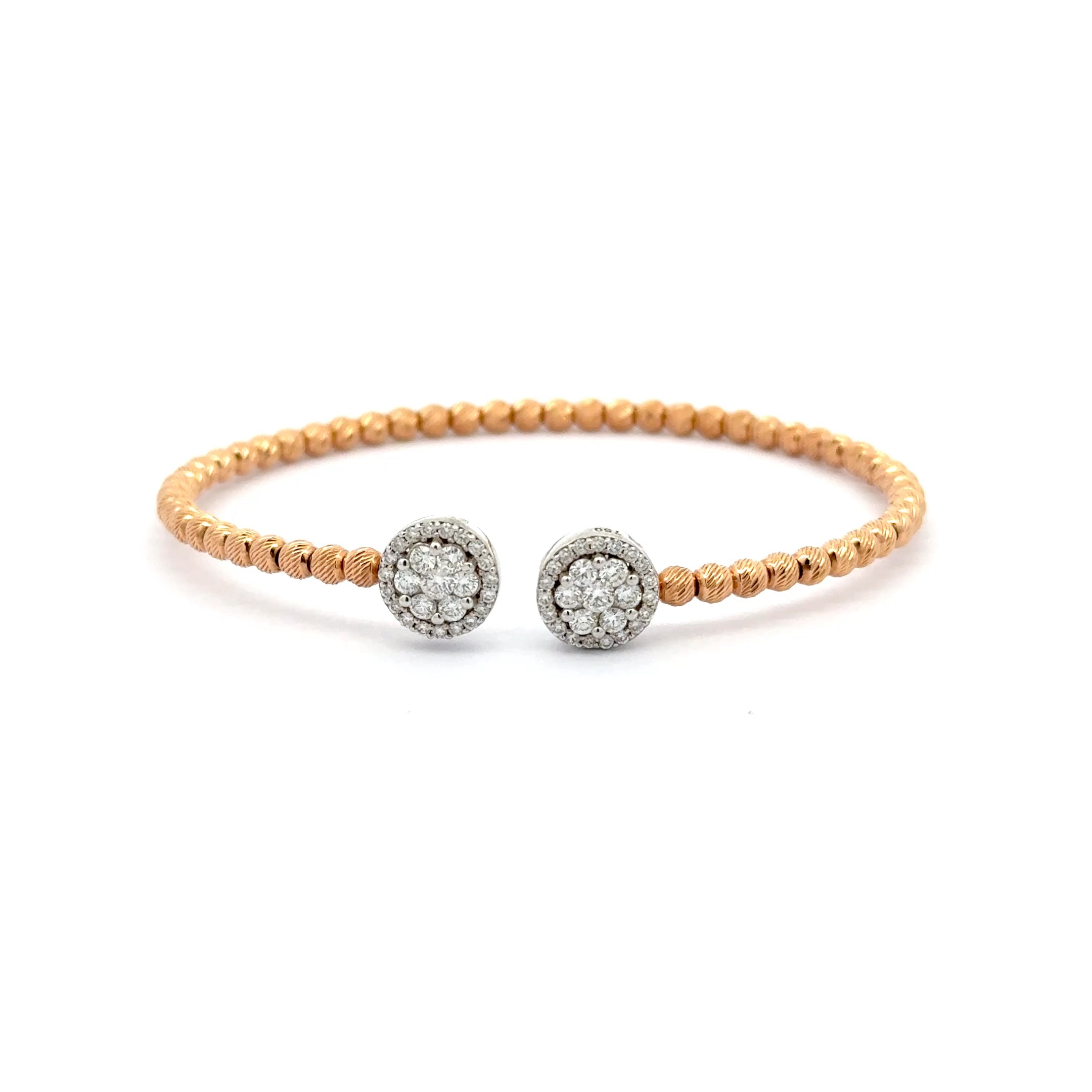 Rose Gold Bangle with Round Brilliant Diamond Clustersd