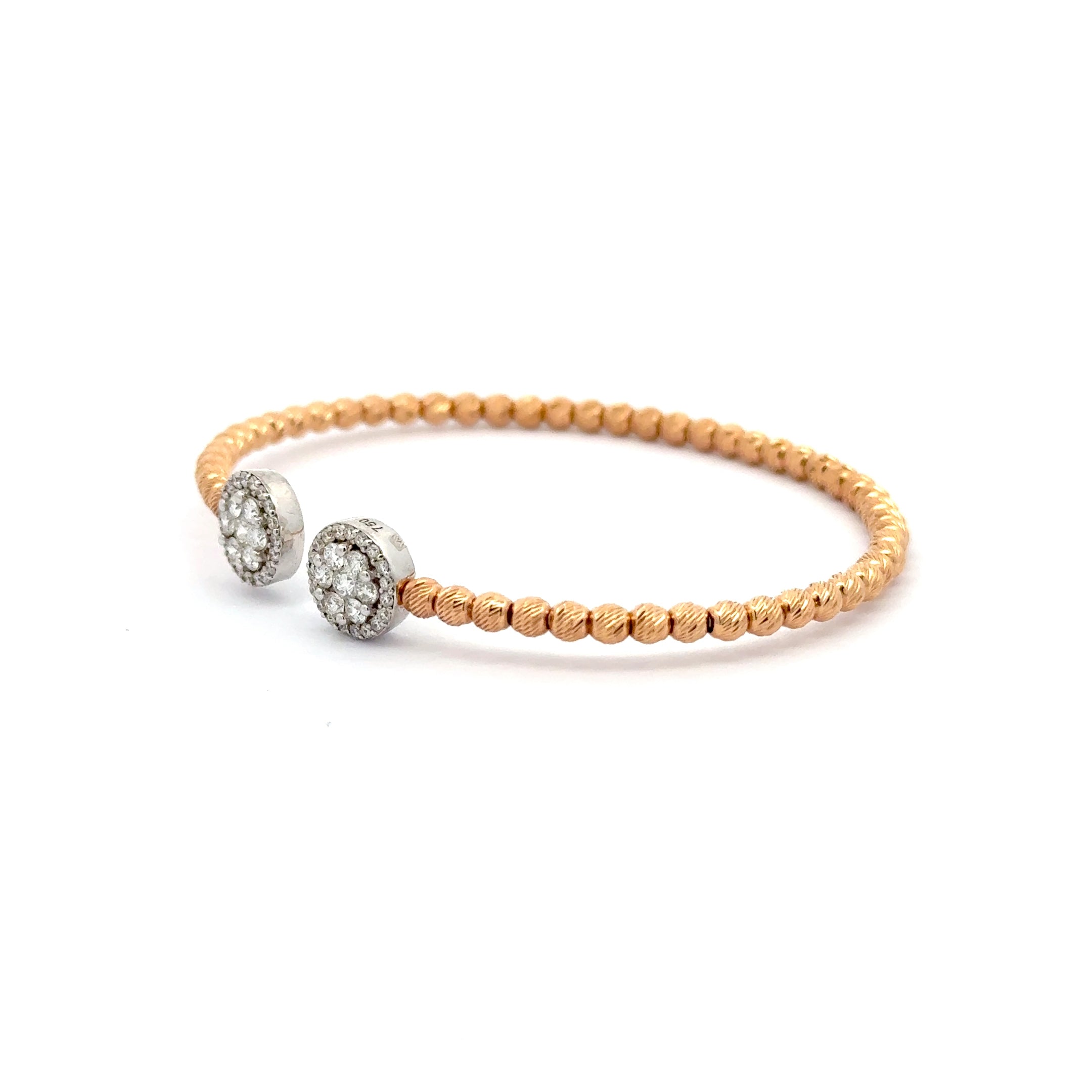 Rose Gold Bangle with Round Brilliant Diamond Clustersd