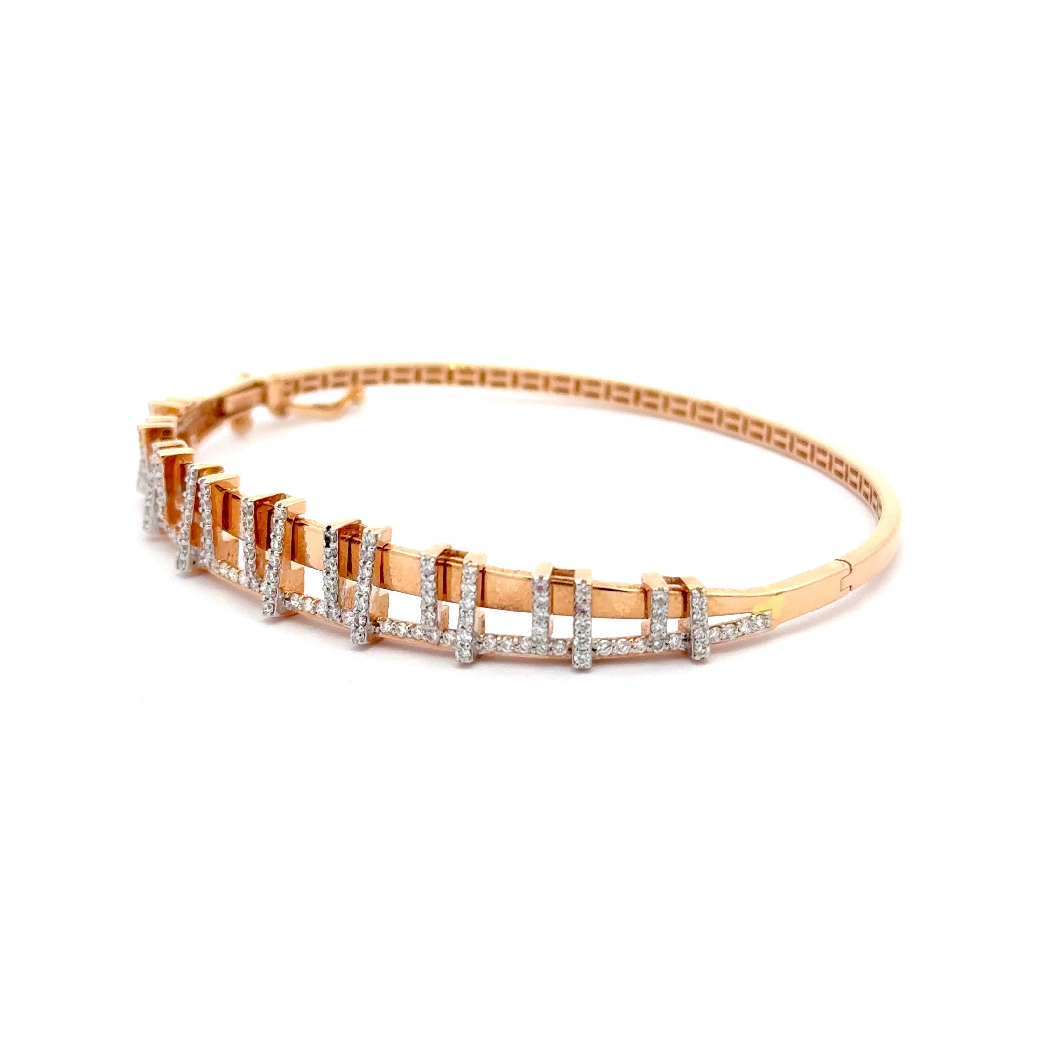 Rose Gold Bangle with Round Brilliant Cut Diamonds