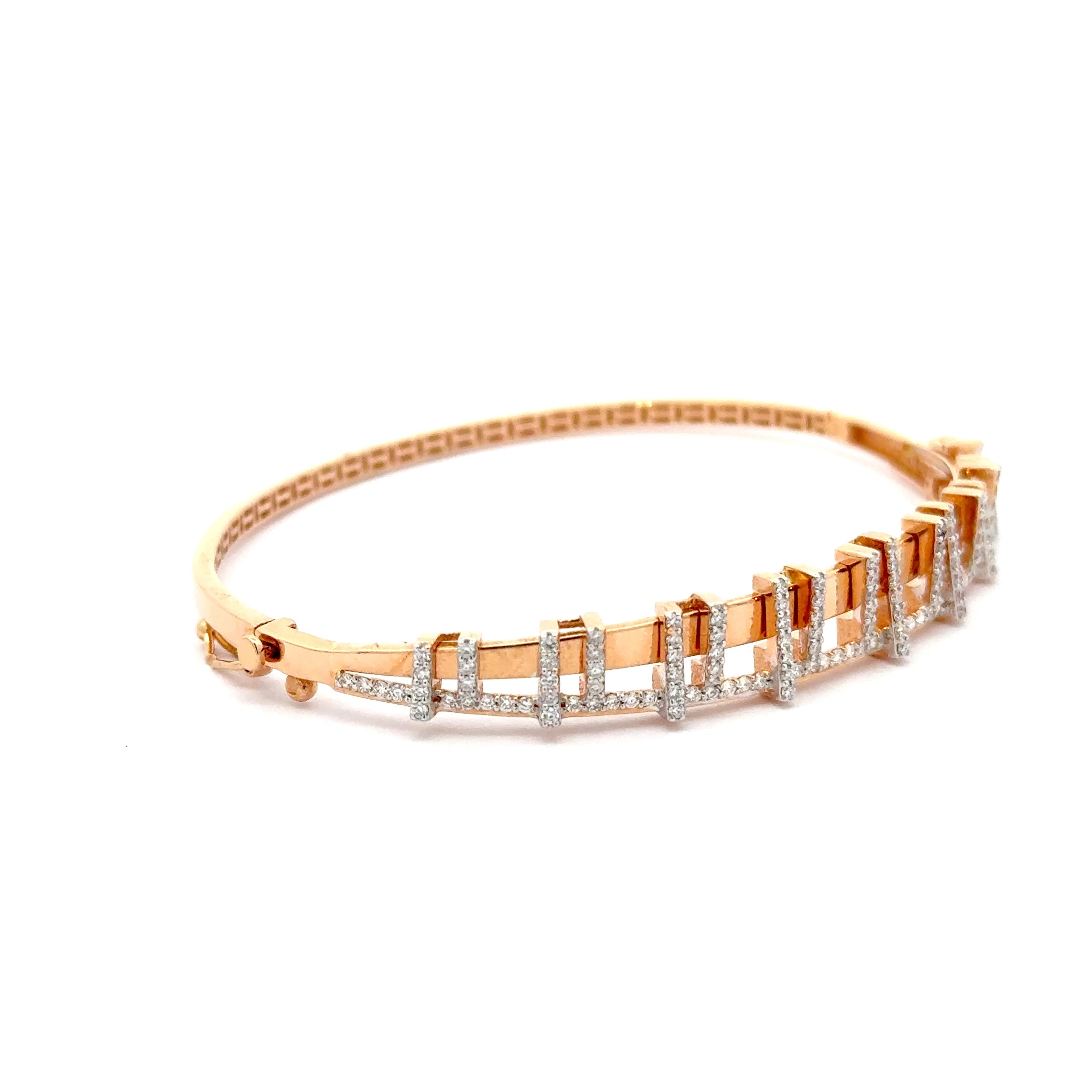 Rose Gold Bangle with Round Brilliant Cut Diamonds