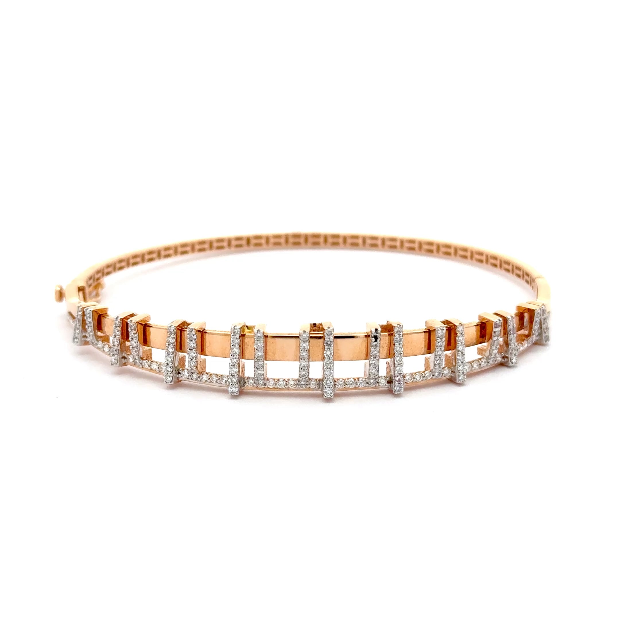 Rose Gold Bangle with Round Brilliant Cut Diamonds