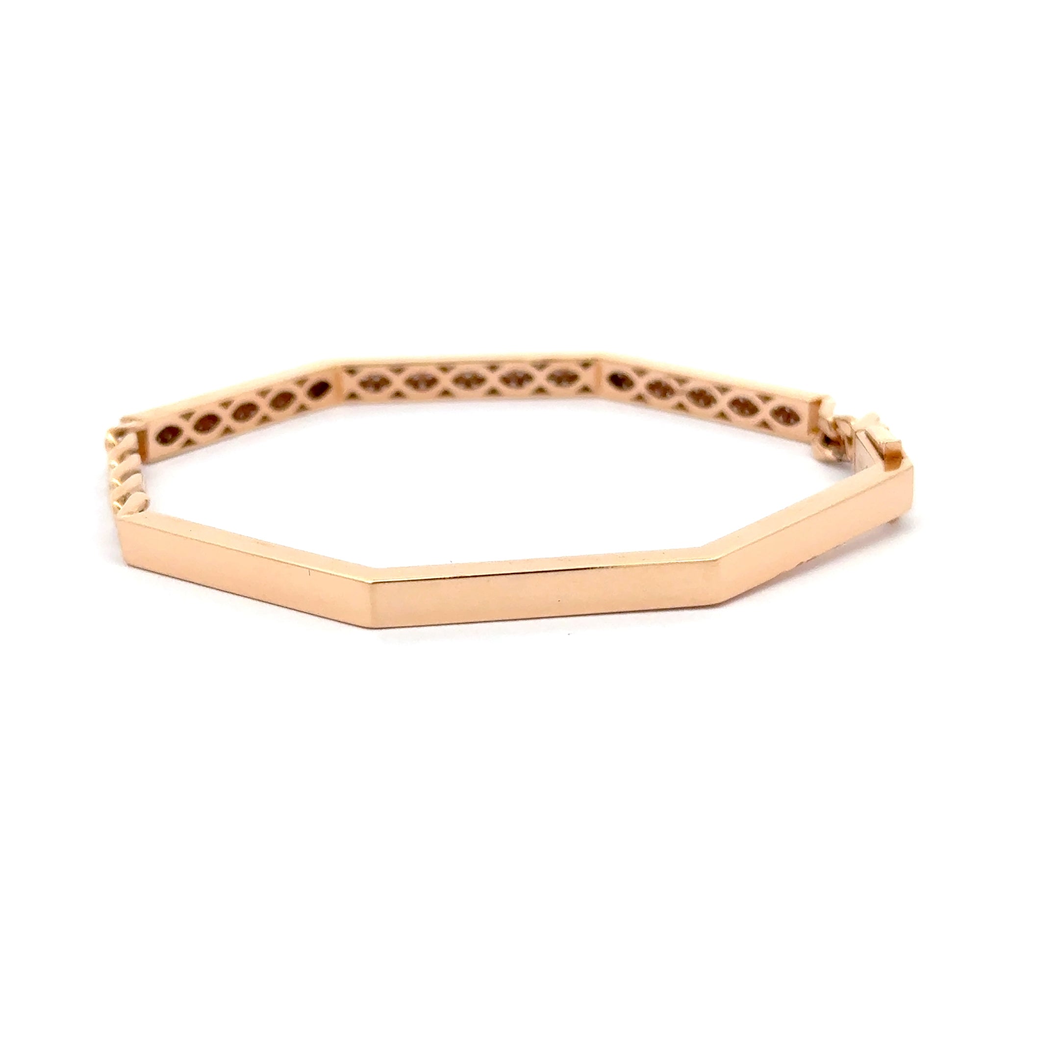 Rose Gold Bangle with Round Brilliant Cut Diamonds