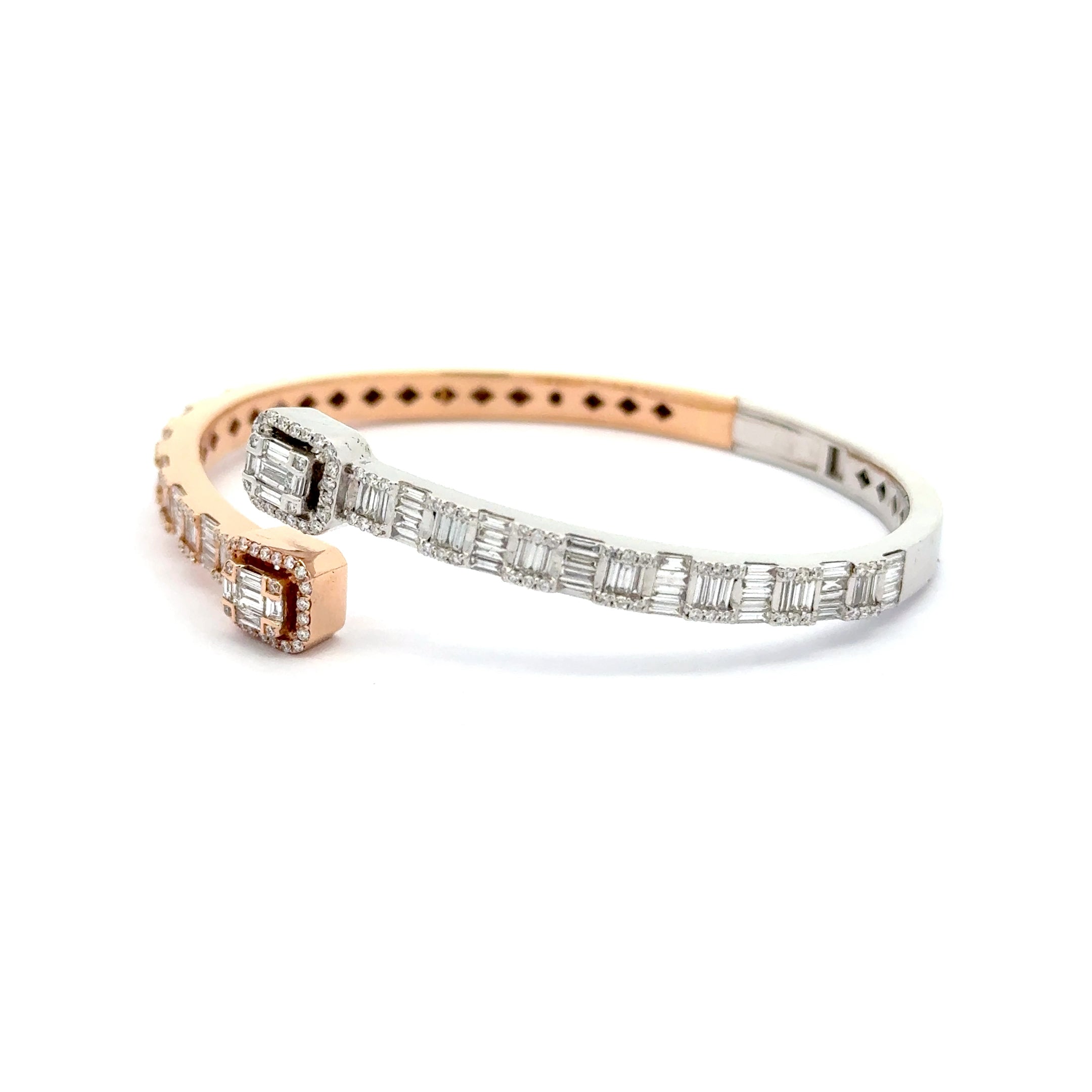 Rose Gold Bangle with Baguette-Cut Diamond Accents