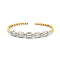 Yellow Gold Bangle with Baguette Diamond Geometric Accents