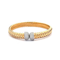 Yellow Gold Bangle with Diamond Bead Accents