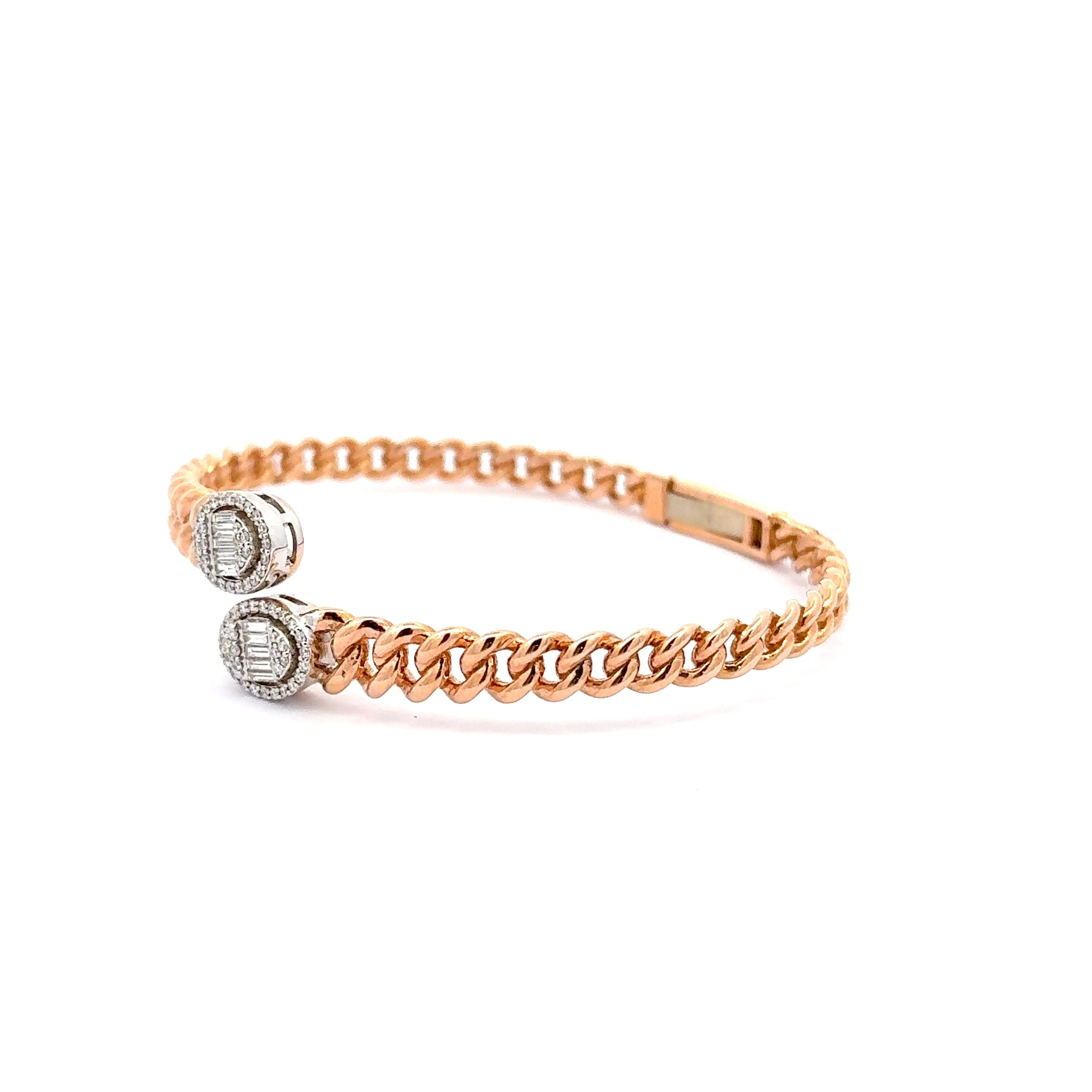 Rose Gold Chain Bracelet with Oval Cut Diamonds
