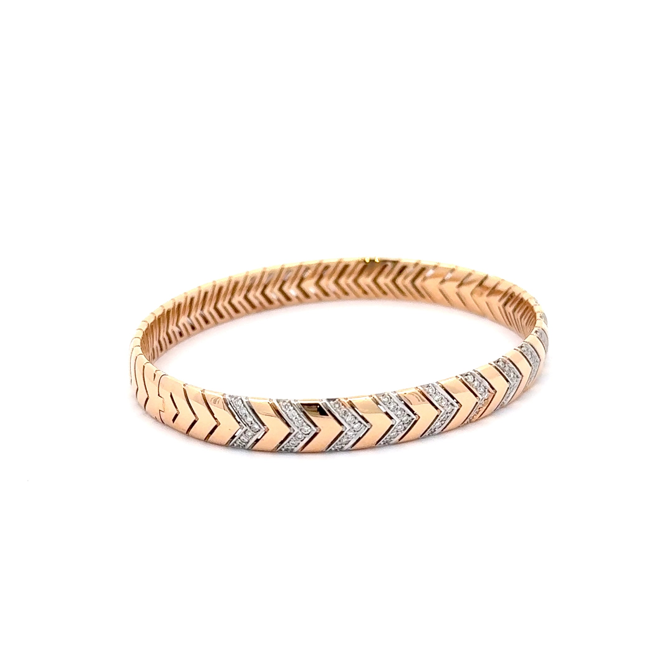Rose Gold Bangle Bracelet with Diamond Accents