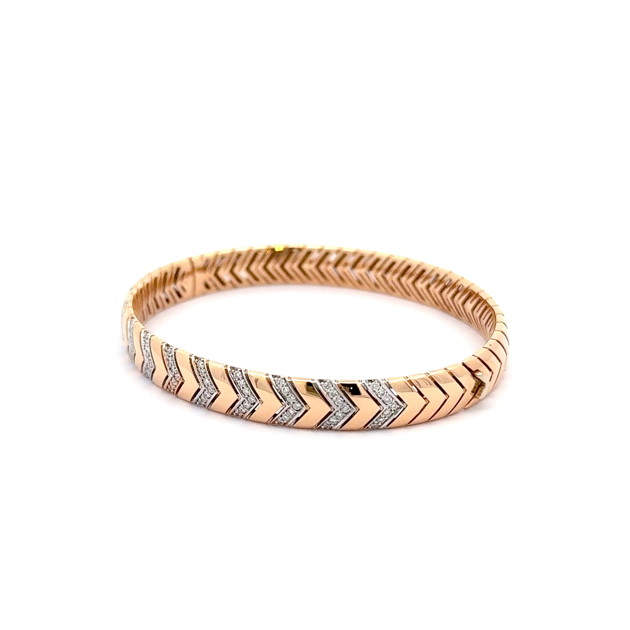 Rose Gold Bangle Bracelet with Diamond Accents