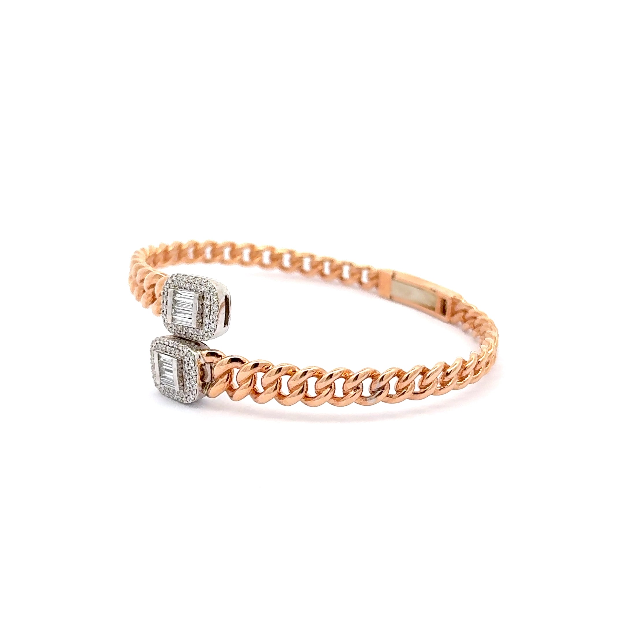Rose Gold Chain Bracelet with Square Diamonds
