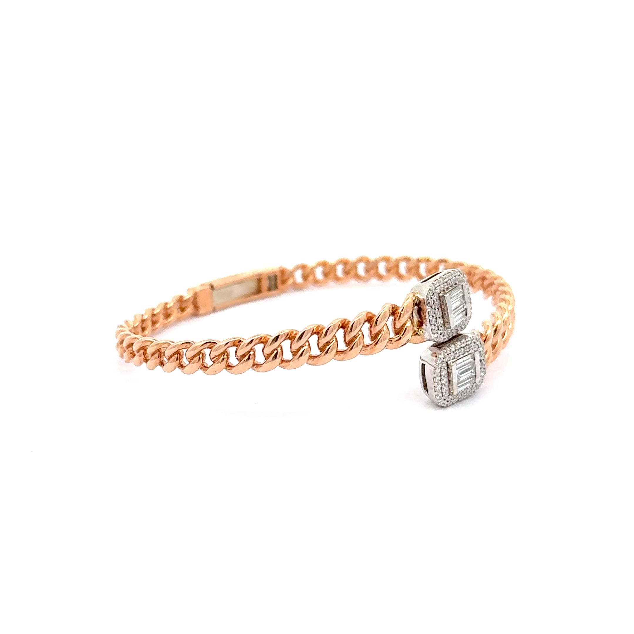 Rose Gold Chain Bracelet with Square Diamonds
