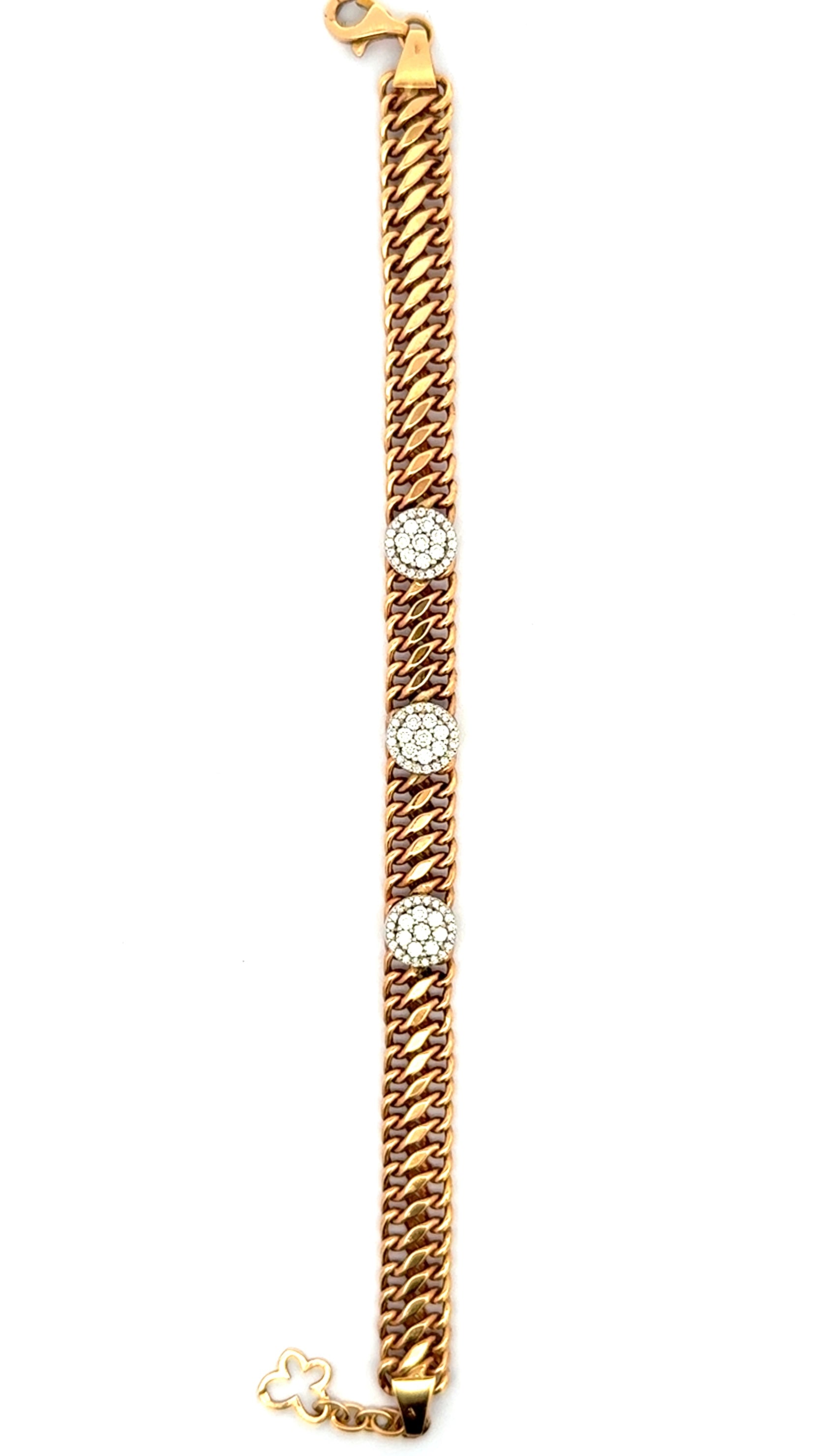 Yellow Gold Chain Bracelet with Round Brilliant Diamonds