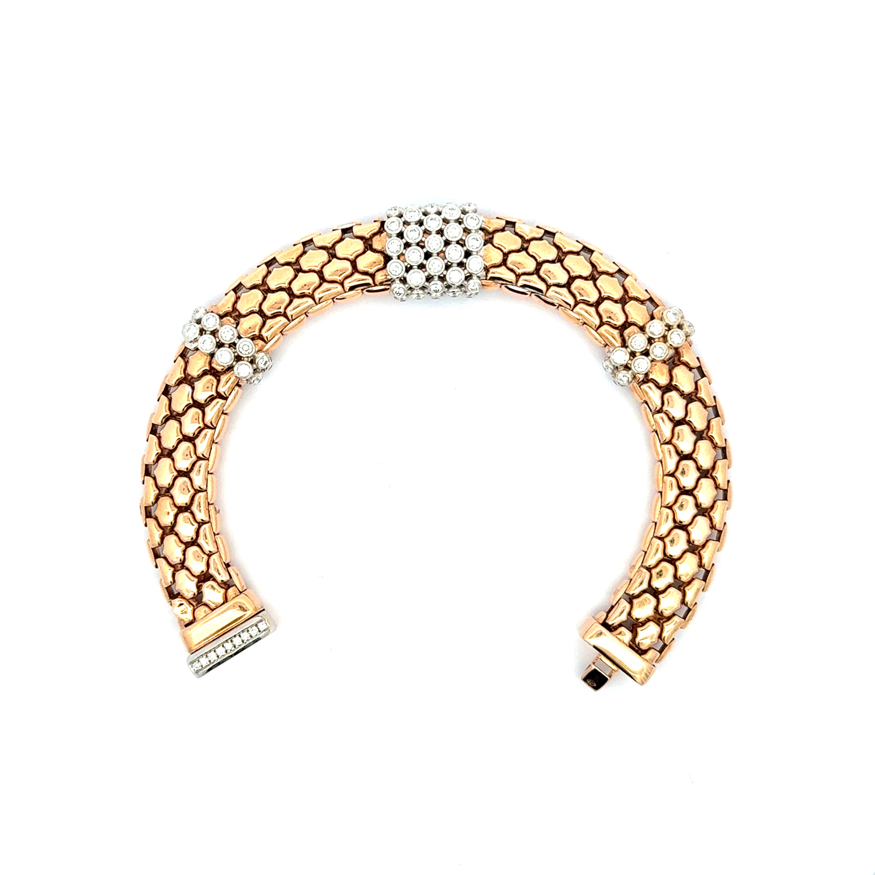 Rose Gold Bangle with Round Brilliant Cut Diamond Accents