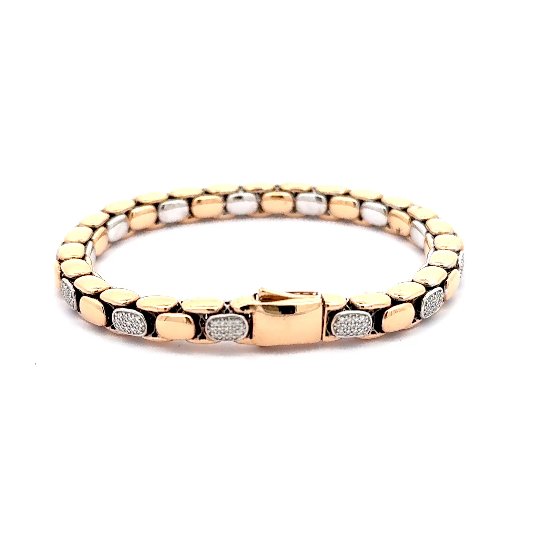 Rose Gold Chain Bracelet with Diamond Accents