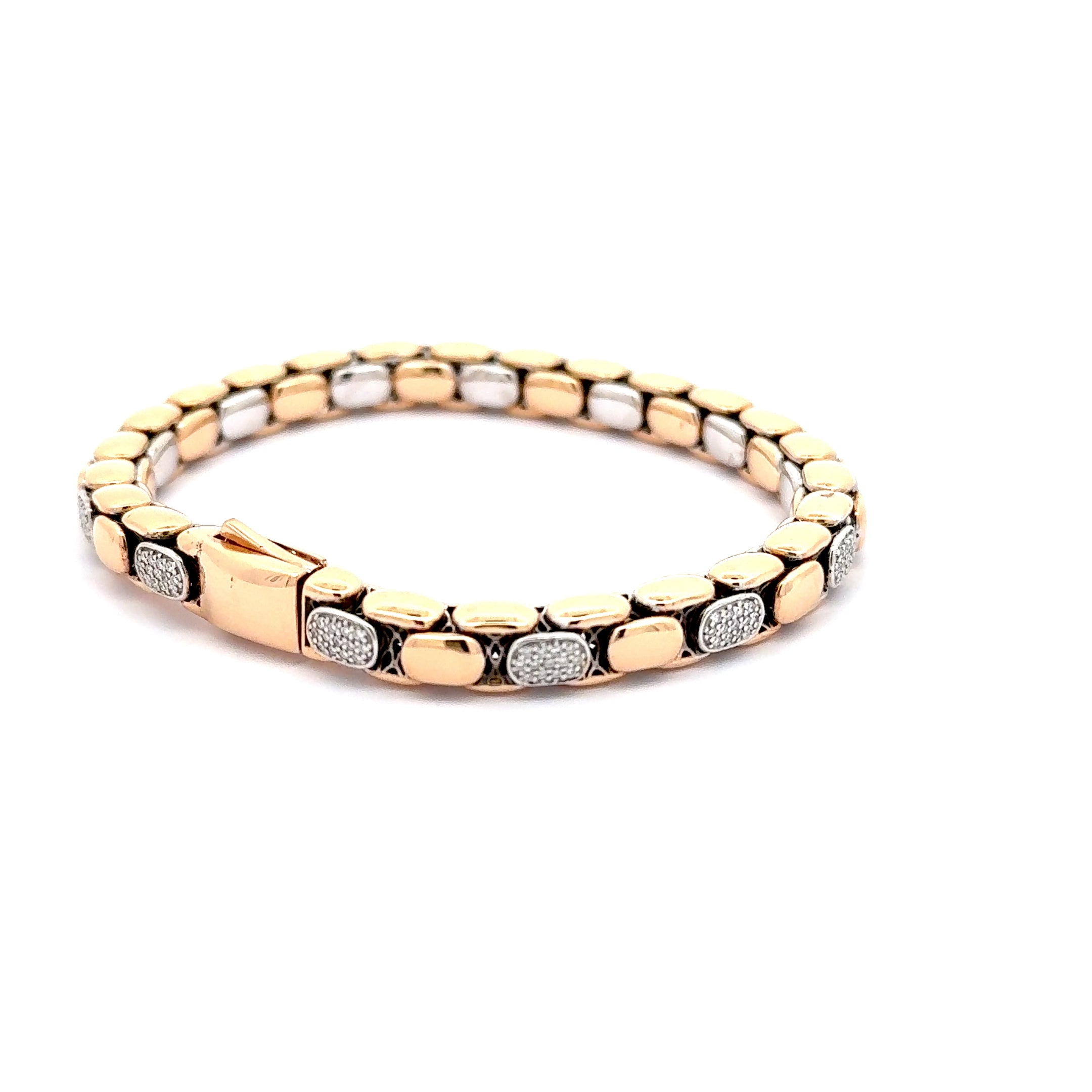 Rose Gold Chain Bracelet with Diamond Accents