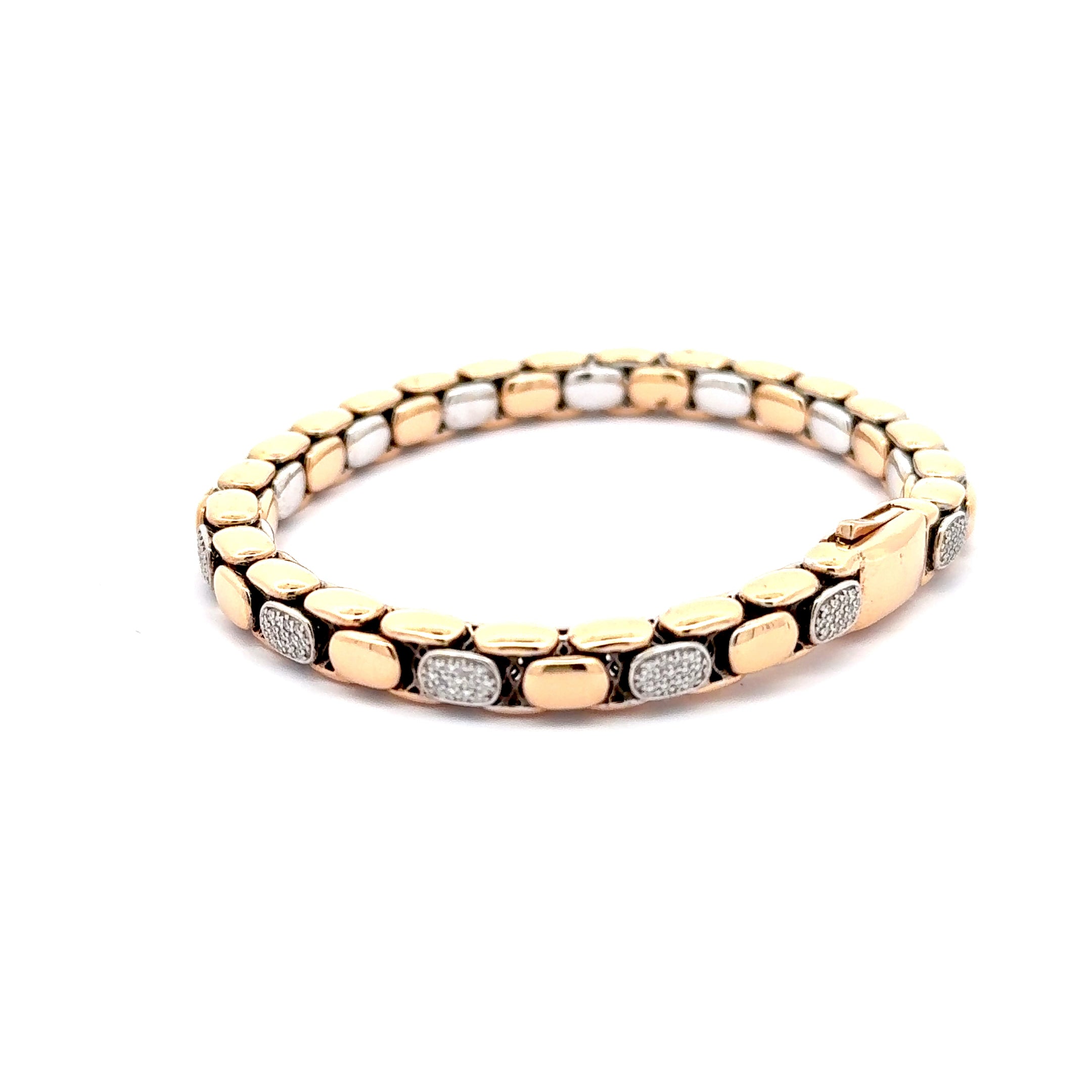 Rose Gold Chain Bracelet with Diamond Accents