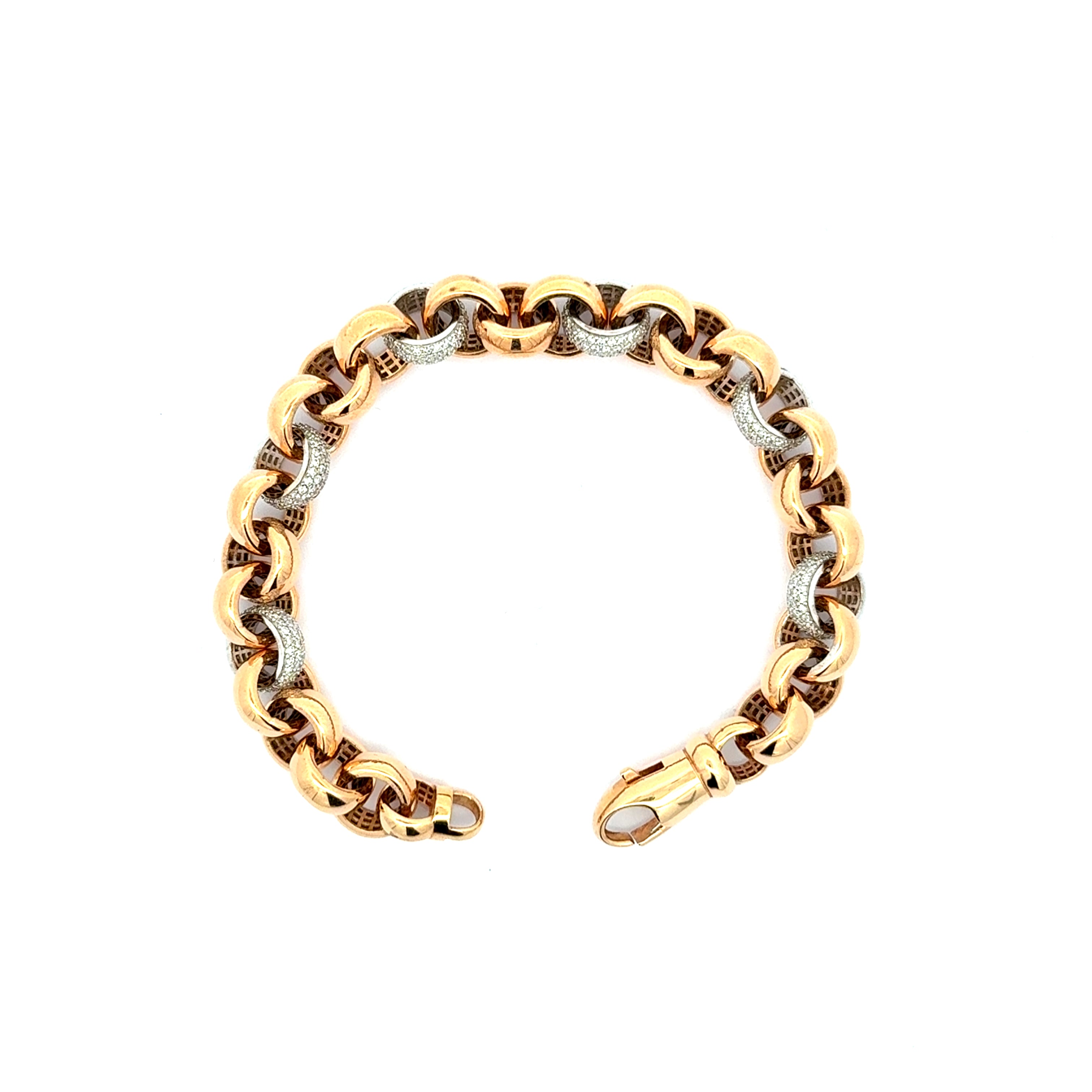 Rose Gold Chain Bracelet with Diamond Accents